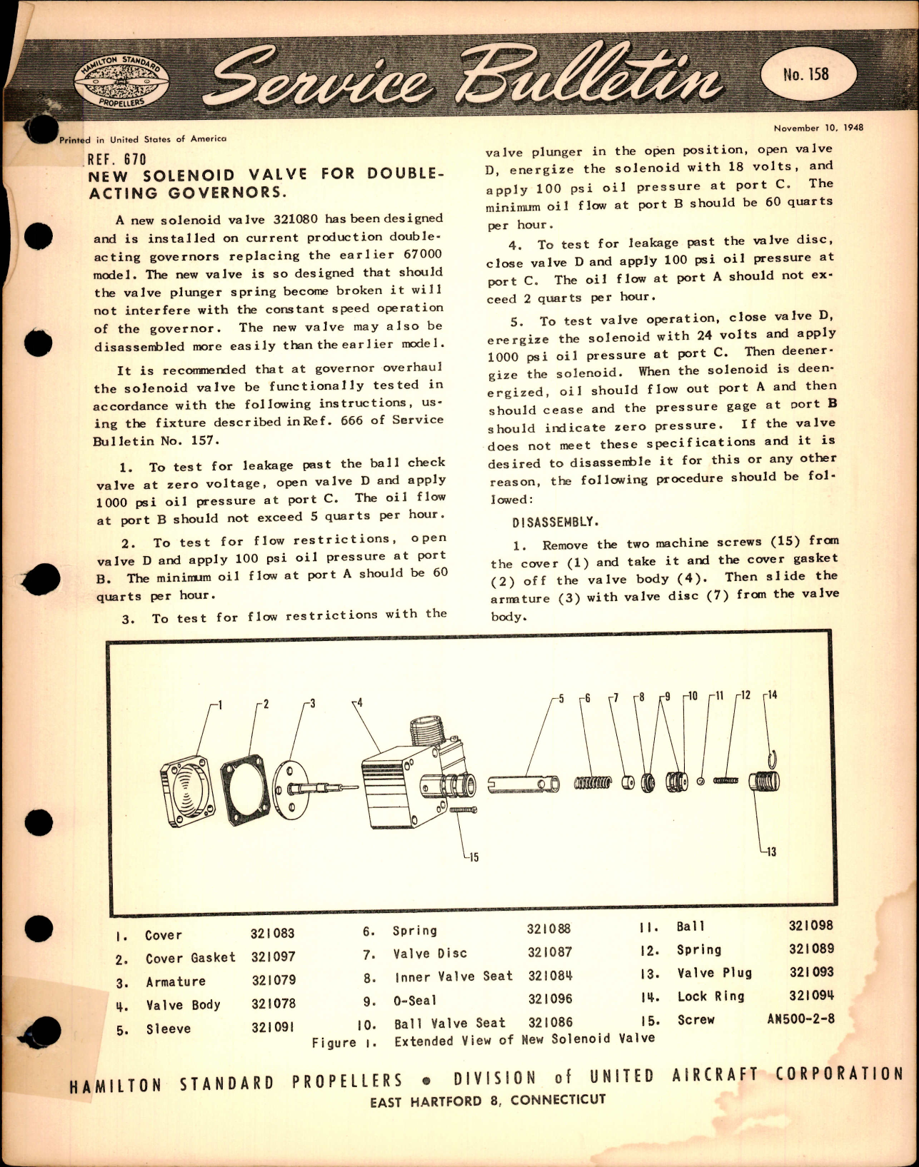 Sample page 1 from AirCorps Library document: New Solenoid Valve for Double Acting Governors, Ref 670