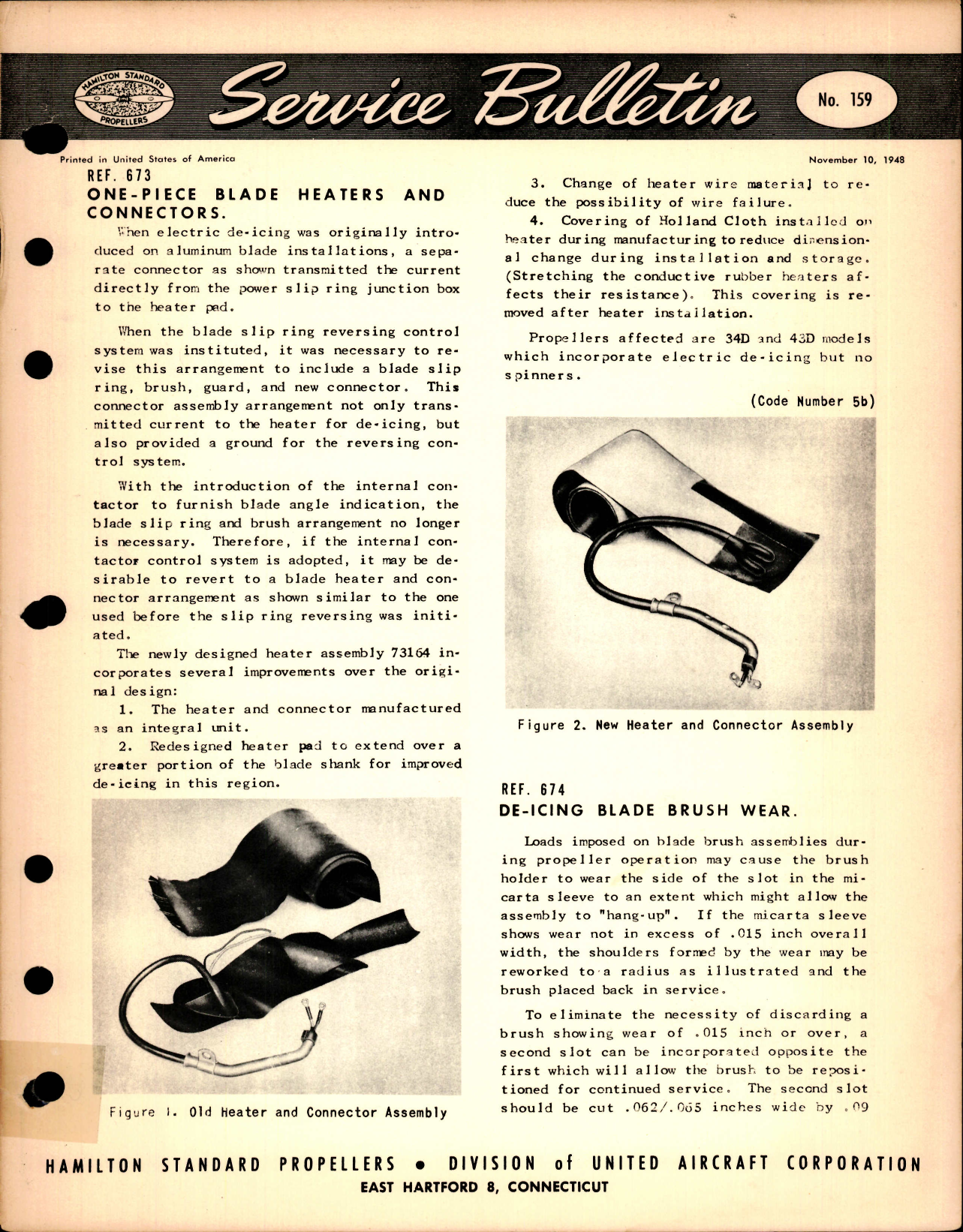 Sample page 1 from AirCorps Library document: One-Piece Blade Heaters and Connectors, Ref 673