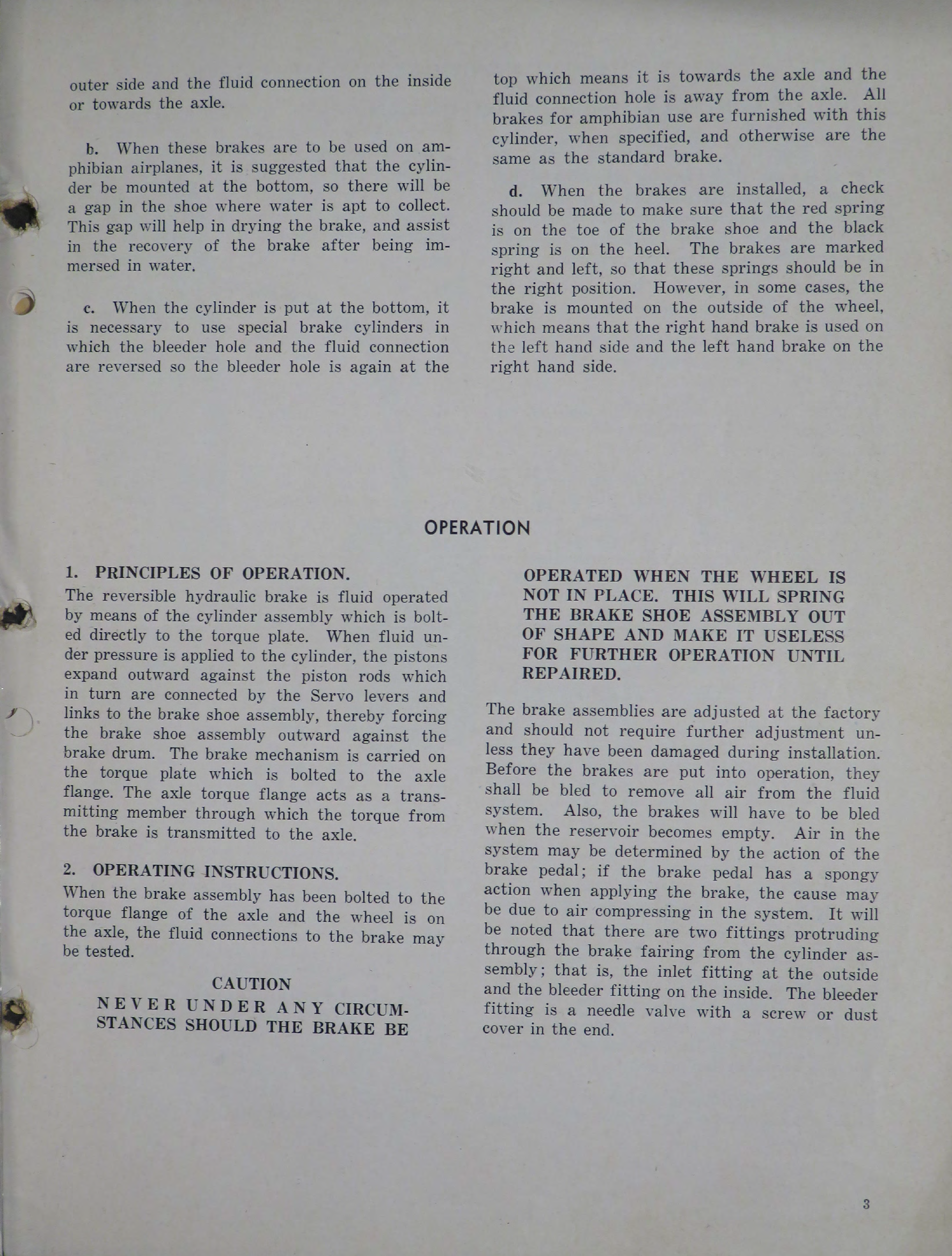 Sample page 9 from AirCorps Library document: Instructions with Parts Catalog for Operation and Maintenance of Reversible Hydraulic Brakes for Aircraft