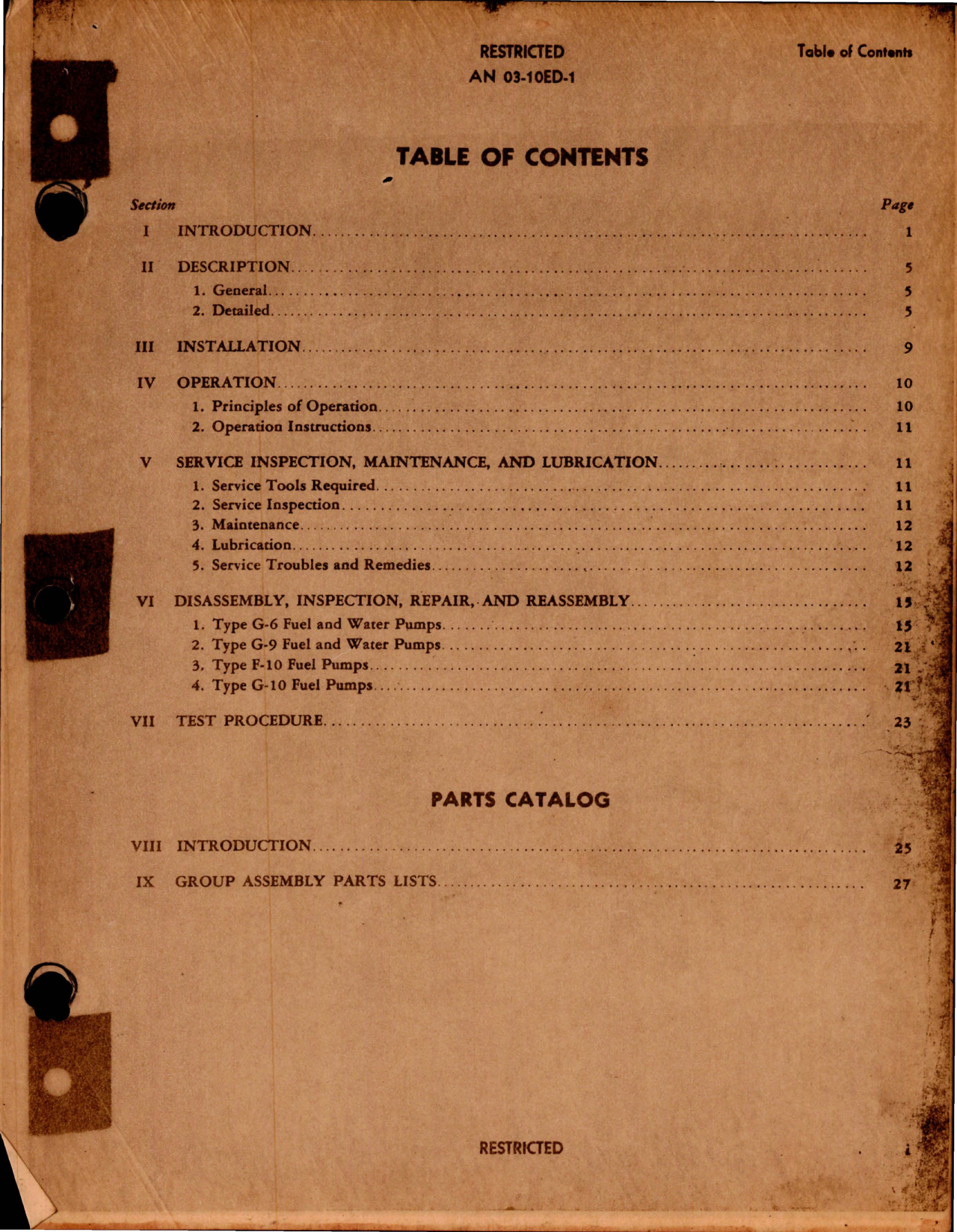 Sample page 5 from AirCorps Library document: Instructions with Parts for Engine-Driven Fuel and Water Pumps - Types F-10, G-6, G-9 and G-10 