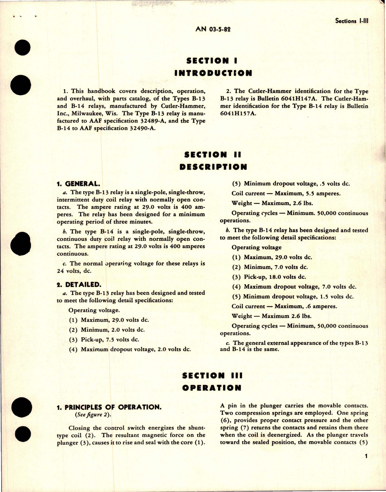 Sample page 5 from AirCorps Library document: Overhaul Instructions with Parts for Relays - Types B-13 and B-14 