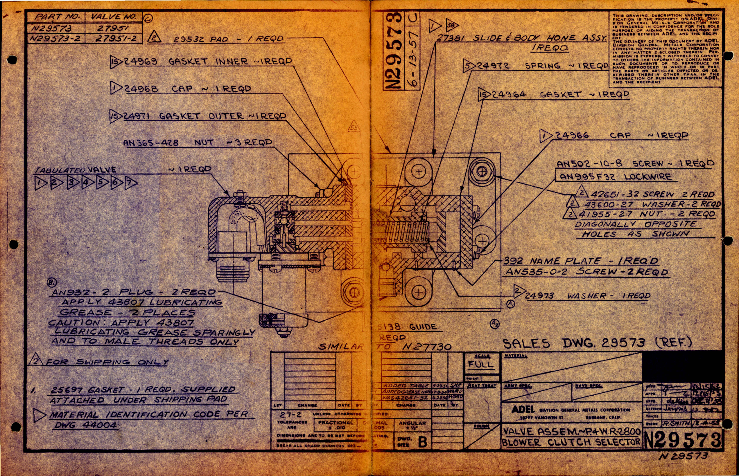 Sample page 1 from AirCorps Library document: Valve Assembly Blower Clutch Selector