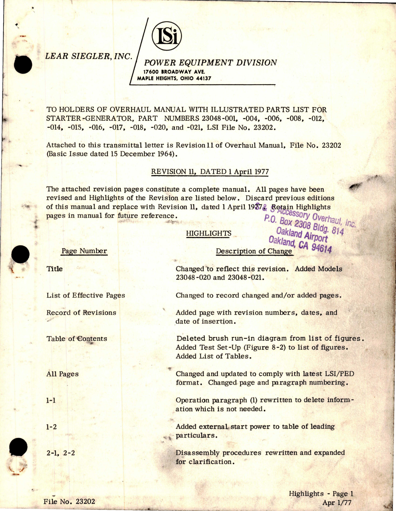 Sample page 1 from AirCorps Library document: Overhaul Manual with Parts List for DC Starter Generator 