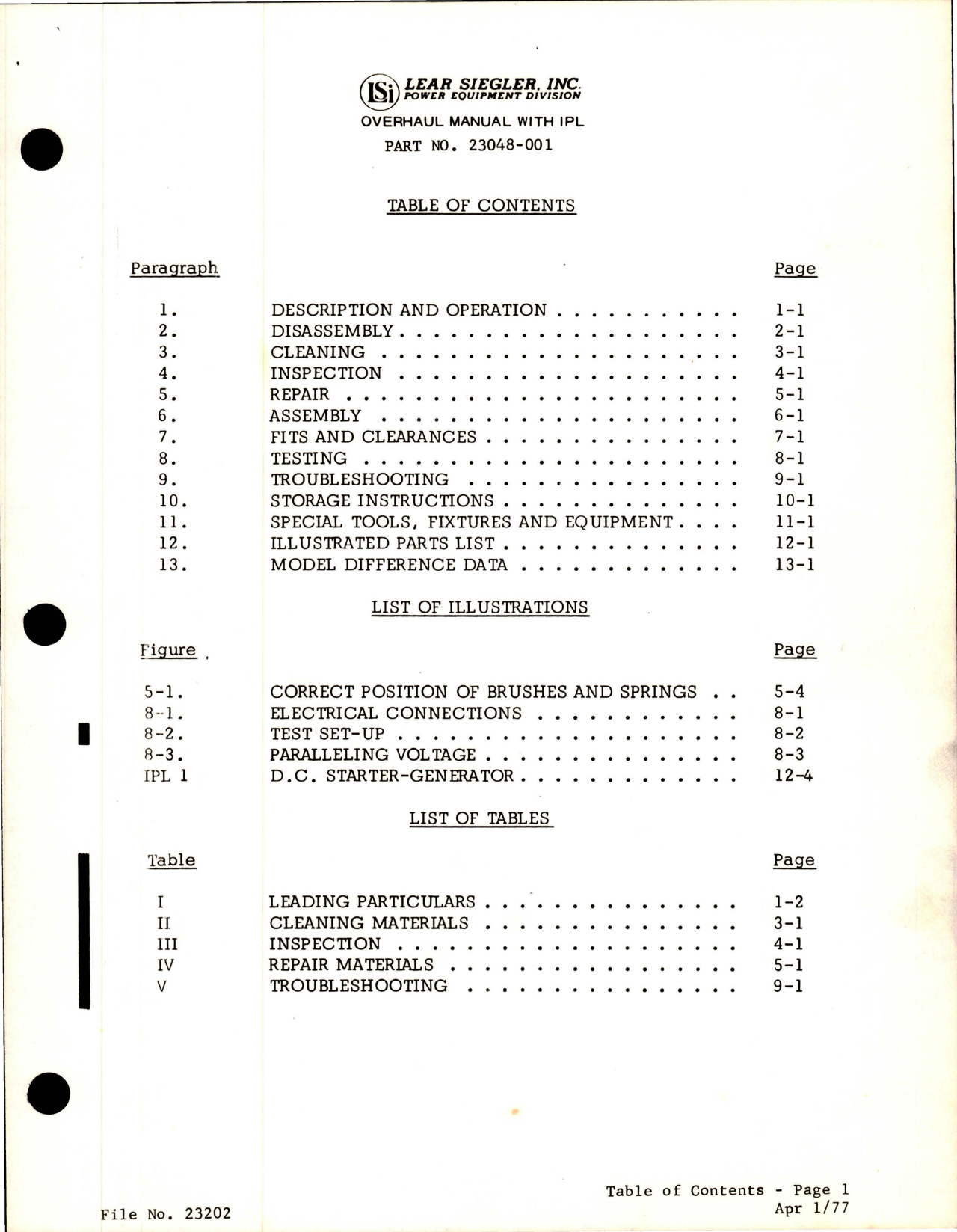 Sample page 7 from AirCorps Library document: Overhaul Manual with Parts List for DC Starter Generator - Model 23048 Series