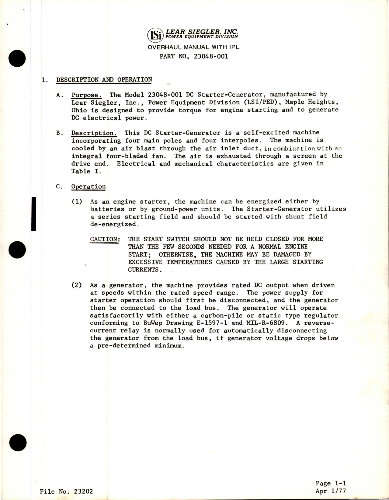 Sample page 9 from AirCorps Library document: Overhaul Manual with Parts List for DC Starter Generator - Model 23048 Series