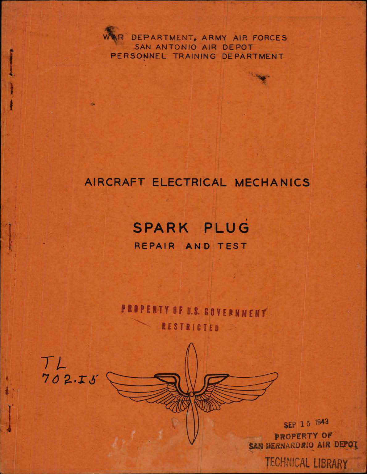 Sample page 1 from AirCorps Library document: Aircraft Electrical Mechanics for Spark Plug Repair and Test