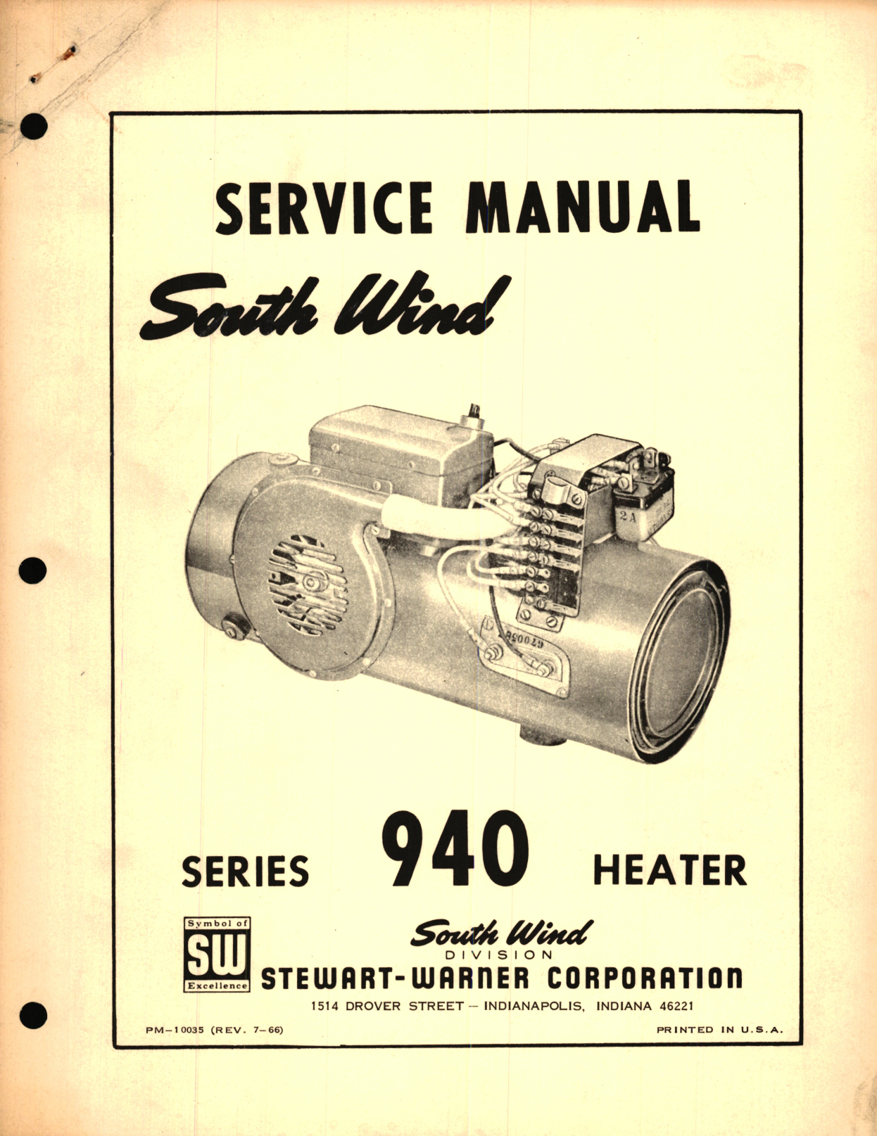 Sample page 1 from AirCorps Library document: Service Manual for Series 940 Heater 