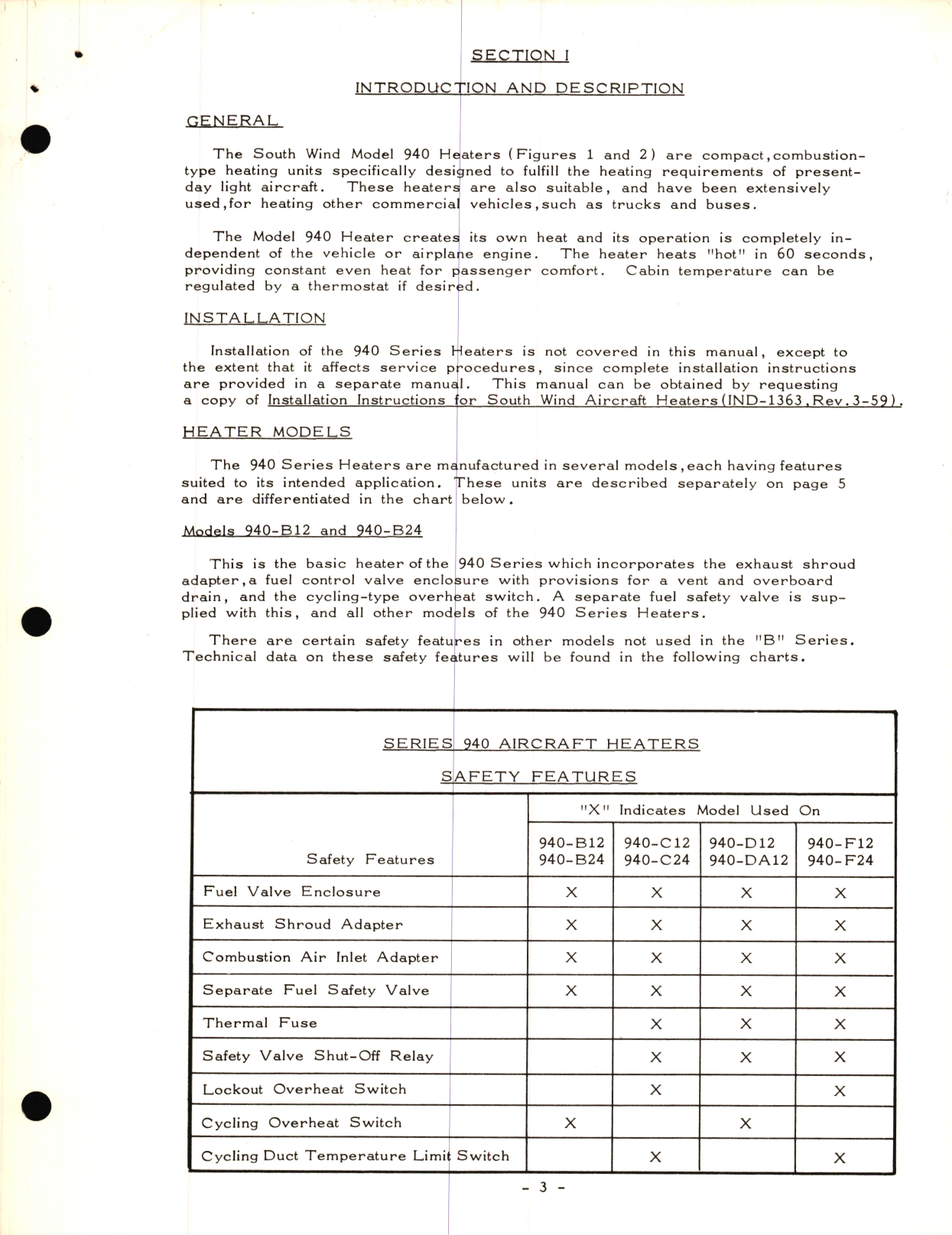 Sample page 5 from AirCorps Library document: Service Manual for Series 940 Heater 