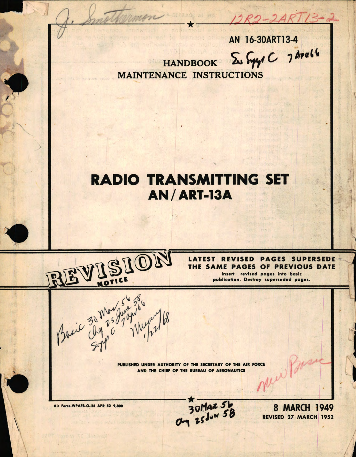 Sample page 1 from AirCorps Library document: Maintenance Instructions for Radio Transmitting Set AN, ART-13A