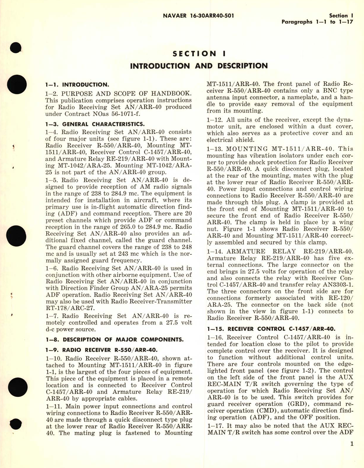 Sample page 5 from AirCorps Library document: Operation Instructions for Receiving Set, Radio AN, ARR-40