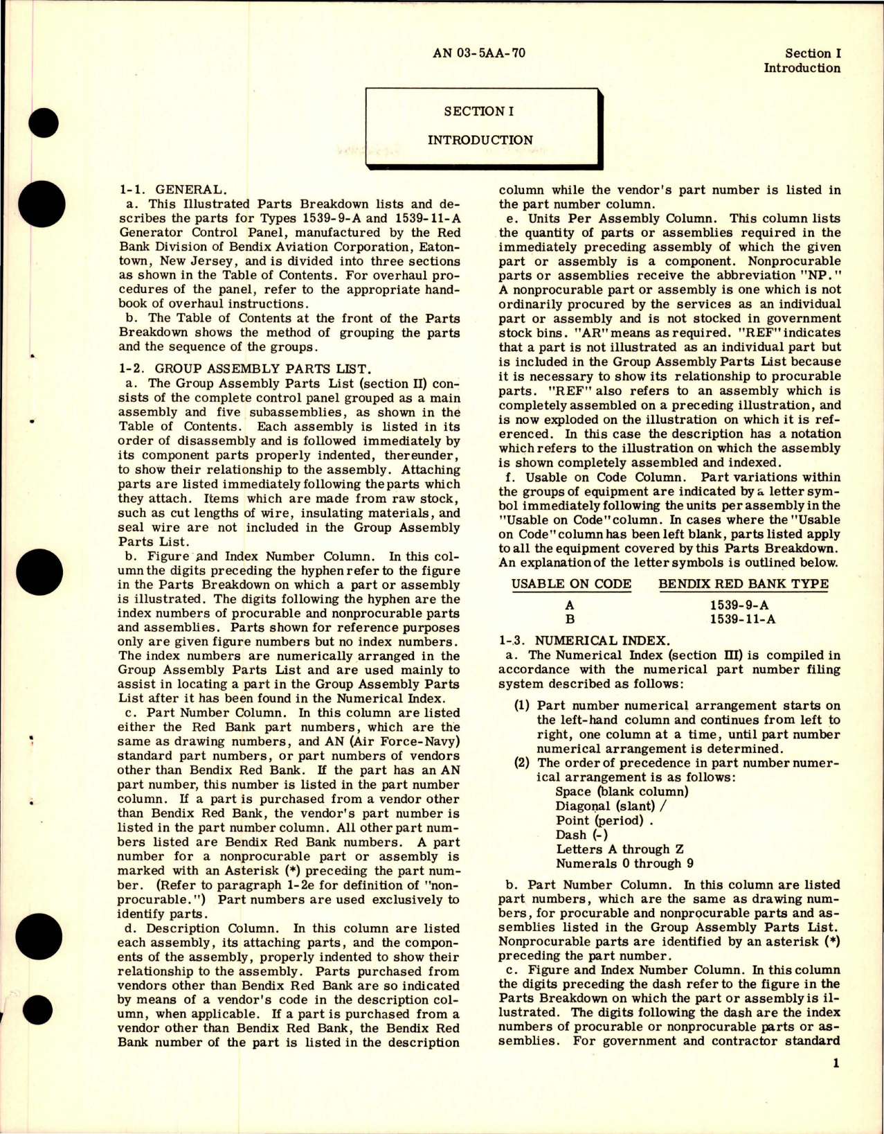 Sample page 5 from AirCorps Library document: Illustrated Parts Breakdown for Generator Control Panel - Type 1539-9-A and 1539-11-A 