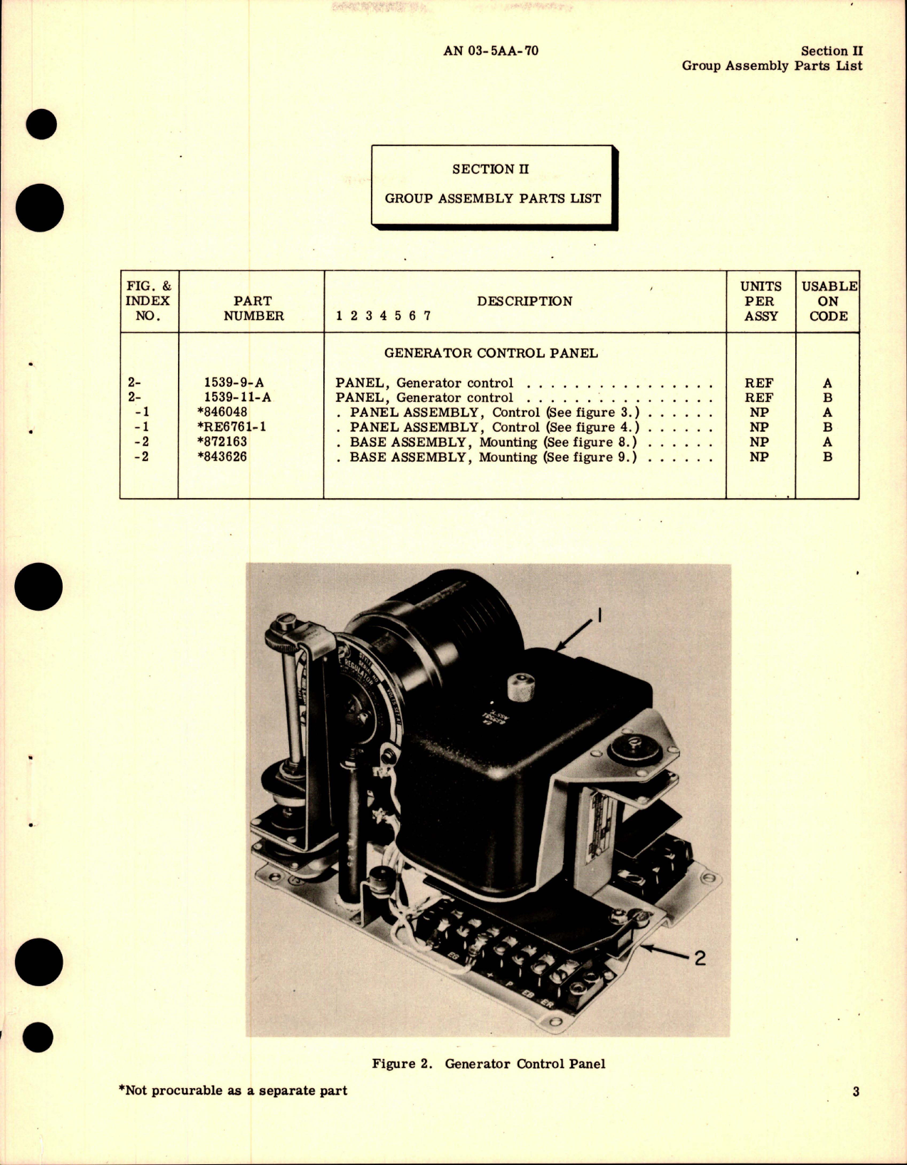 Sample page 7 from AirCorps Library document: Illustrated Parts Breakdown for Generator Control Panel - Type 1539-9-A and 1539-11-A 