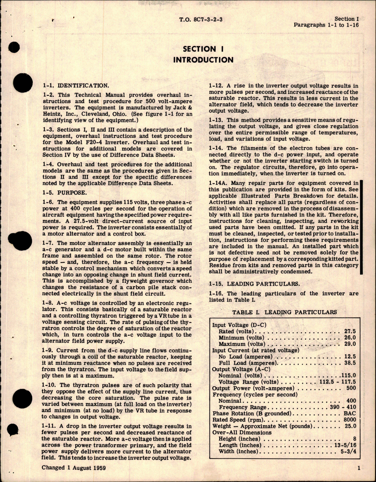 Sample page 5 from AirCorps Library document: Overhaul Manual for Inverter - Model F20-4, F21-4, F20-4M and F21-4M