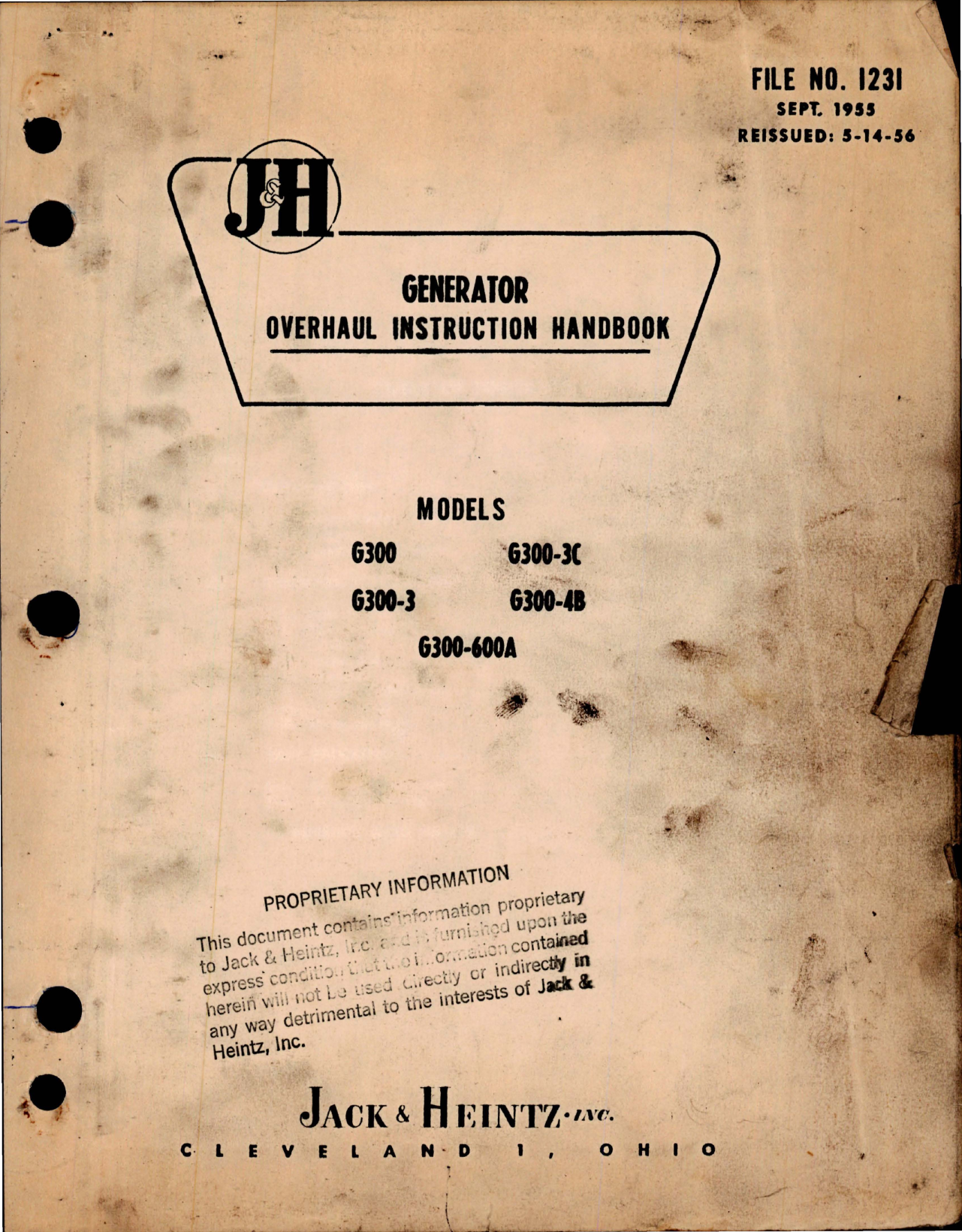 Sample page 1 from AirCorps Library document: Overhaul Instructions for Generator - Model G300 Series 