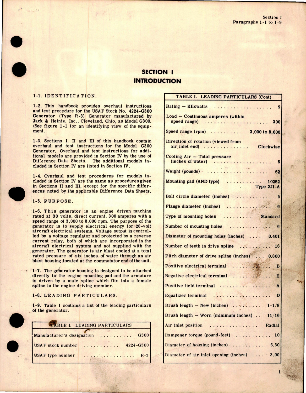 Sample page 5 from AirCorps Library document: Overhaul Instructions for Generator - Model G300 Series 