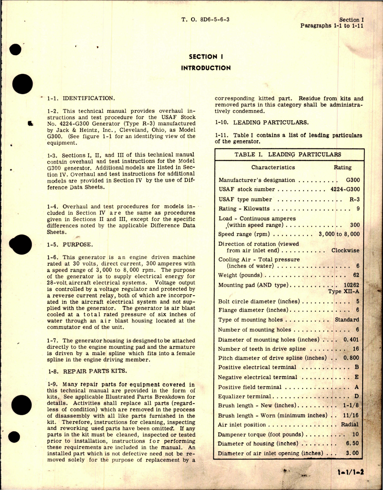 Sample page 7 from AirCorps Library document: Overhaul Manual for Generator - Model G300 Series 
