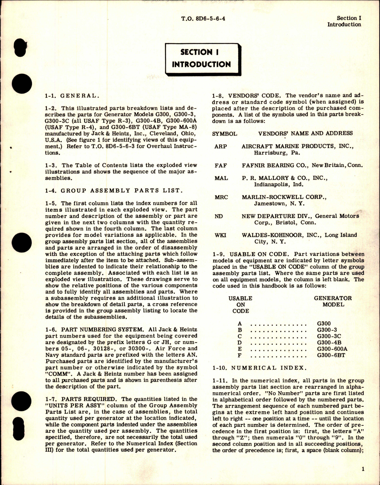 Sample page 5 from AirCorps Library document: Illustrated Parts Breakdown for Generator - Model G300 Series 