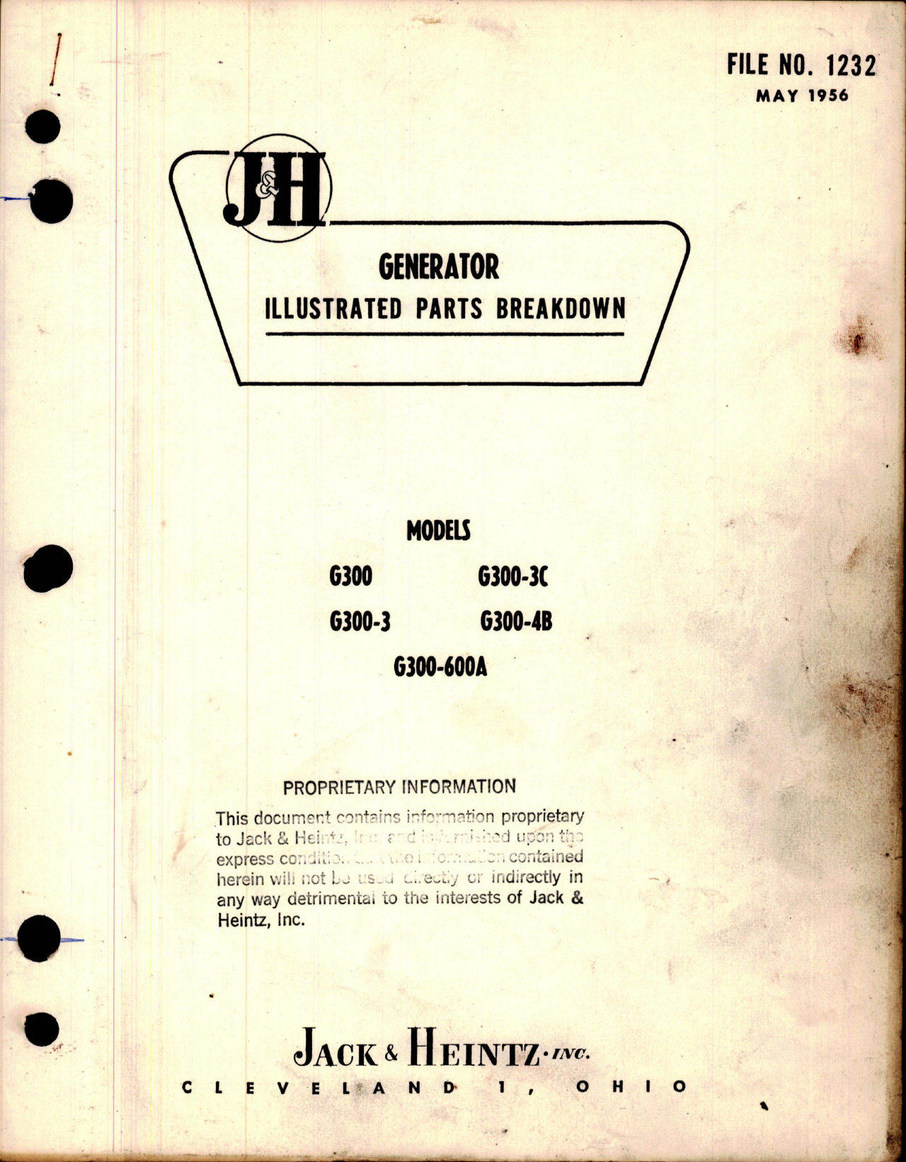 Sample page 1 from AirCorps Library document: Overhaul Instructions for Generator - Model G300 Series 
