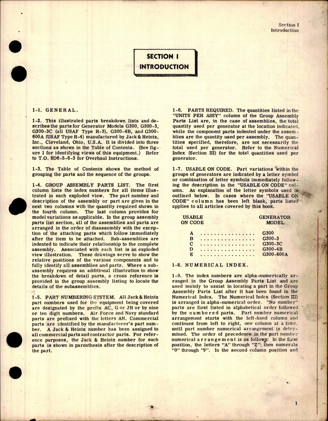 Sample page 5 from AirCorps Library document: Overhaul Instructions for Generator - Model G300 Series 