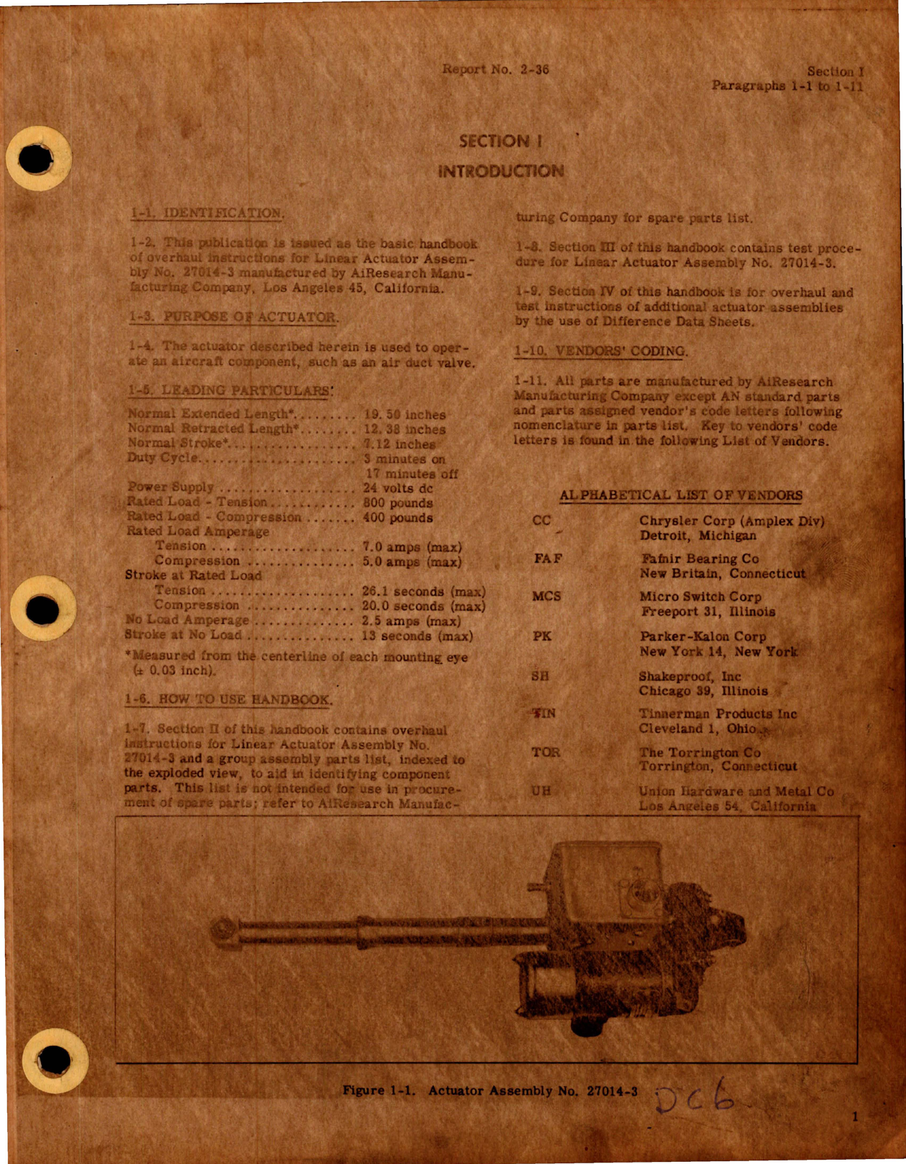 Sample page 5 from AirCorps Library document: Overhaul Manual for Linear Actuator Assembly - Part 27014-3 