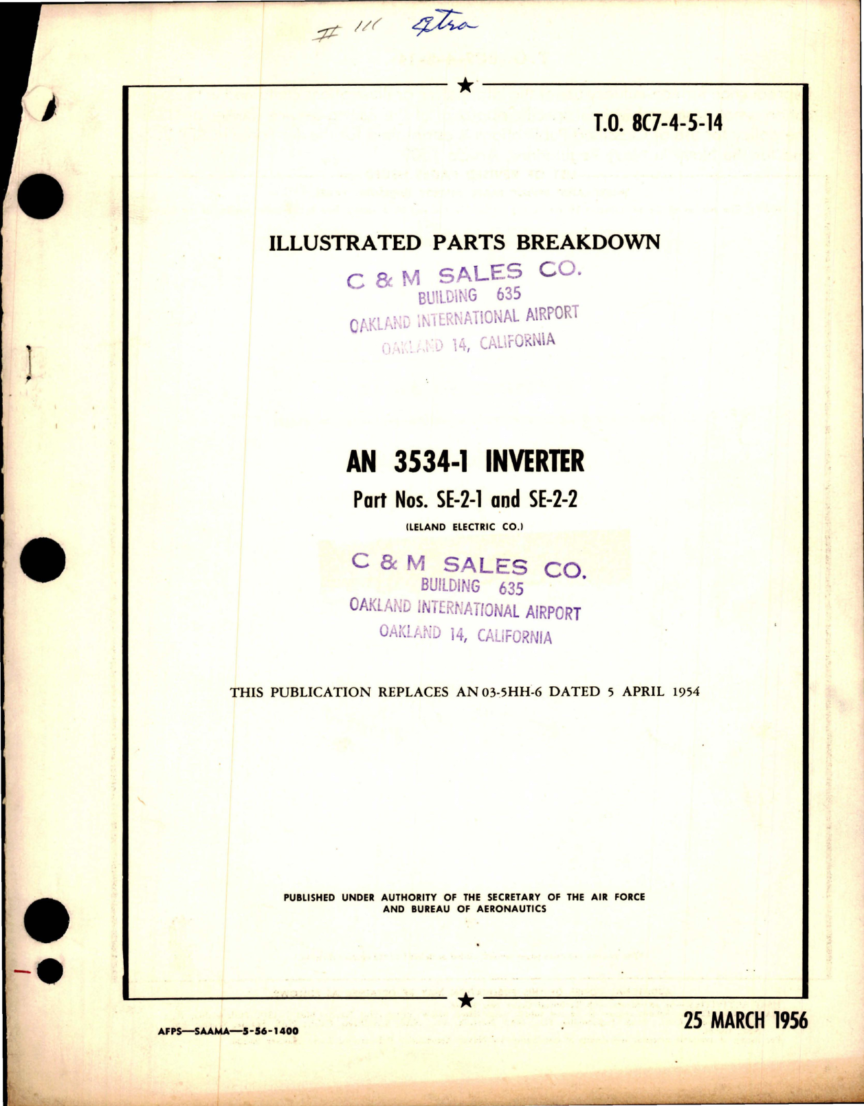 Sample page 1 from AirCorps Library document: Illustrated Parts Breakdown for AN 3534-1 Inverter - Part SE-2-1 and SE-2-2 