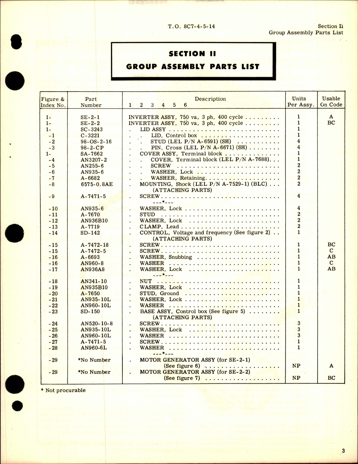 Sample page 7 from AirCorps Library document: Illustrated Parts Breakdown for AN 3534-1 Inverter - Part SE-2-1 and SE-2-2 