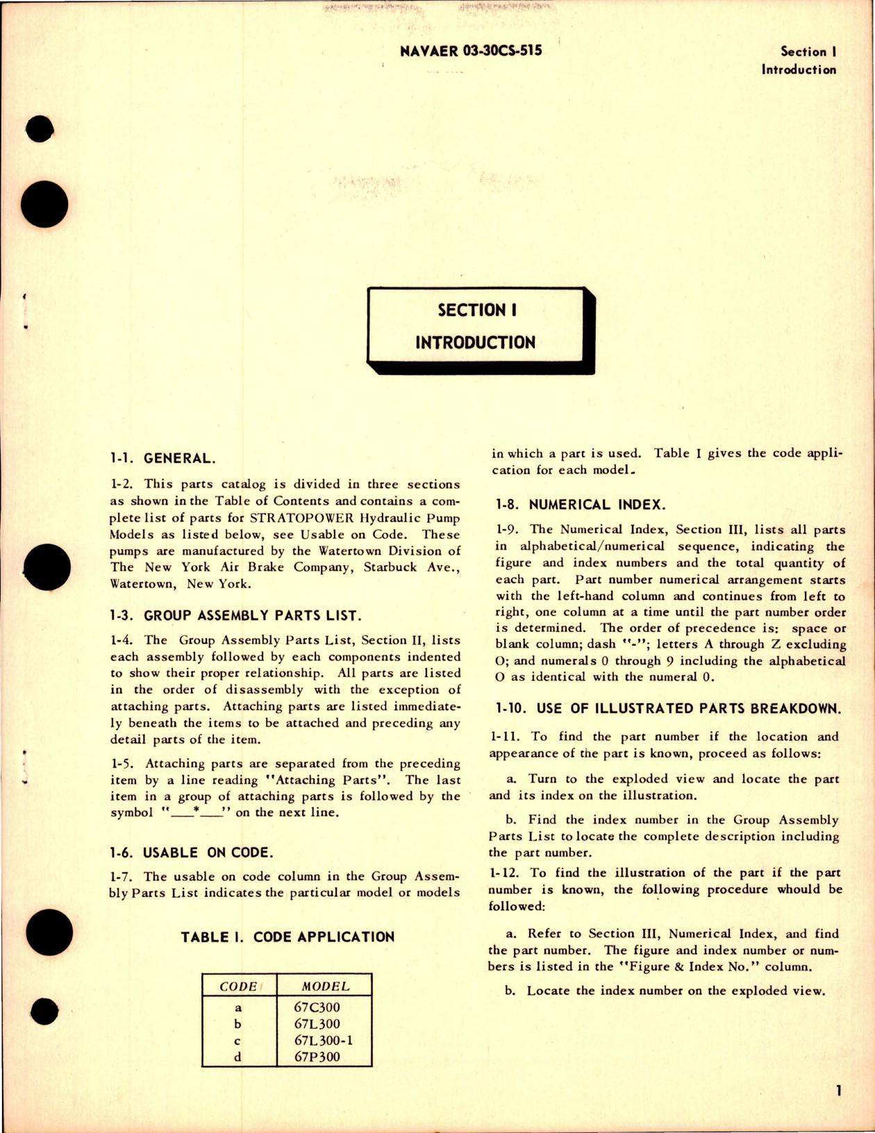 Sample page 5 from AirCorps Library document: Parts Breakdown for Stratopower Hydraulic Pump - Model 67 Constant Series 