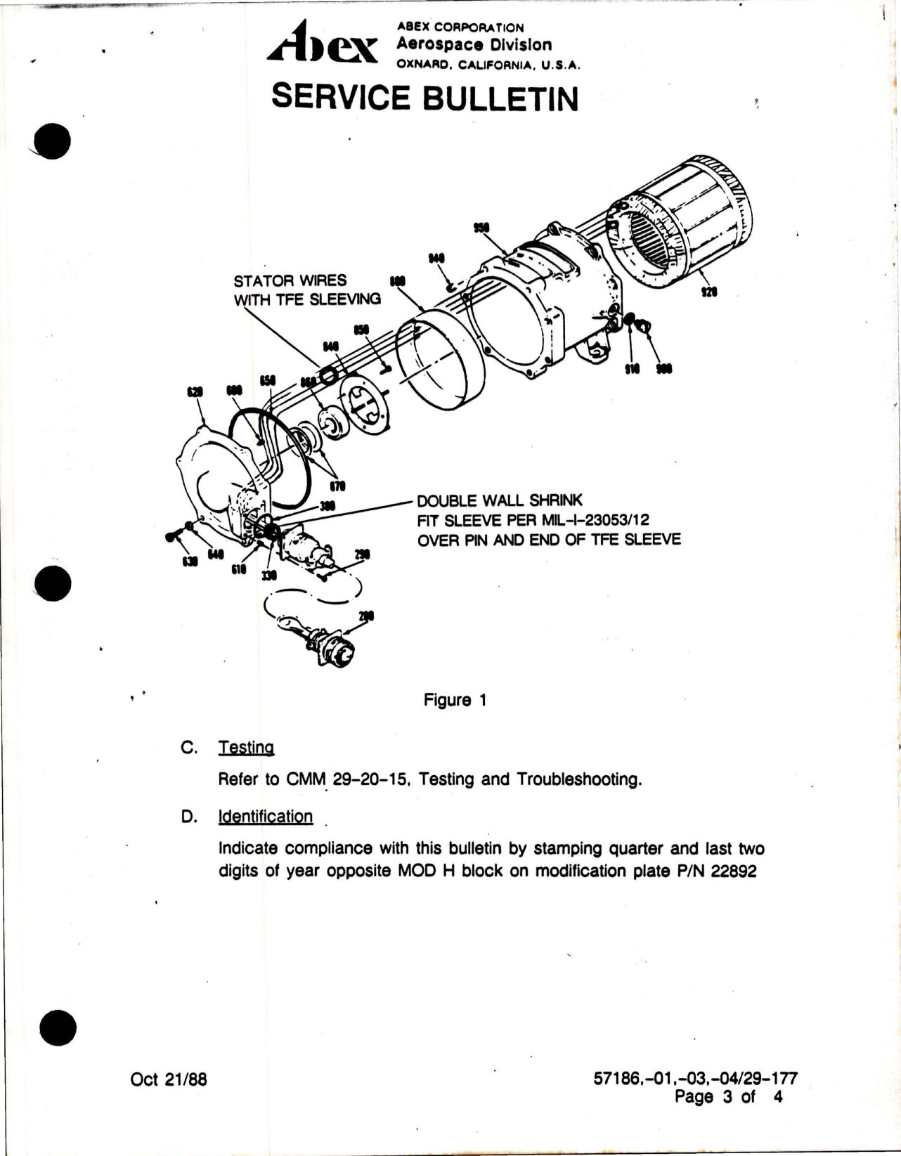 Sample page 5 from AirCorps Library document: Abex Hydraulic Power Electric Motor Driven Pump - Add Stator Lead Installation