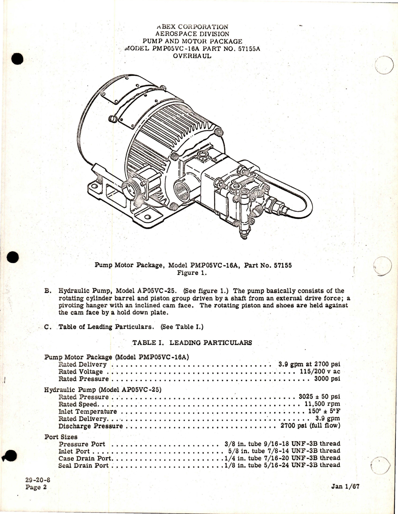 Sample page 5 from AirCorps Library document: Overhaul Manual for Hydraulic Pump and Motor Package - Part 57155A - Model PMP05VC-16A 