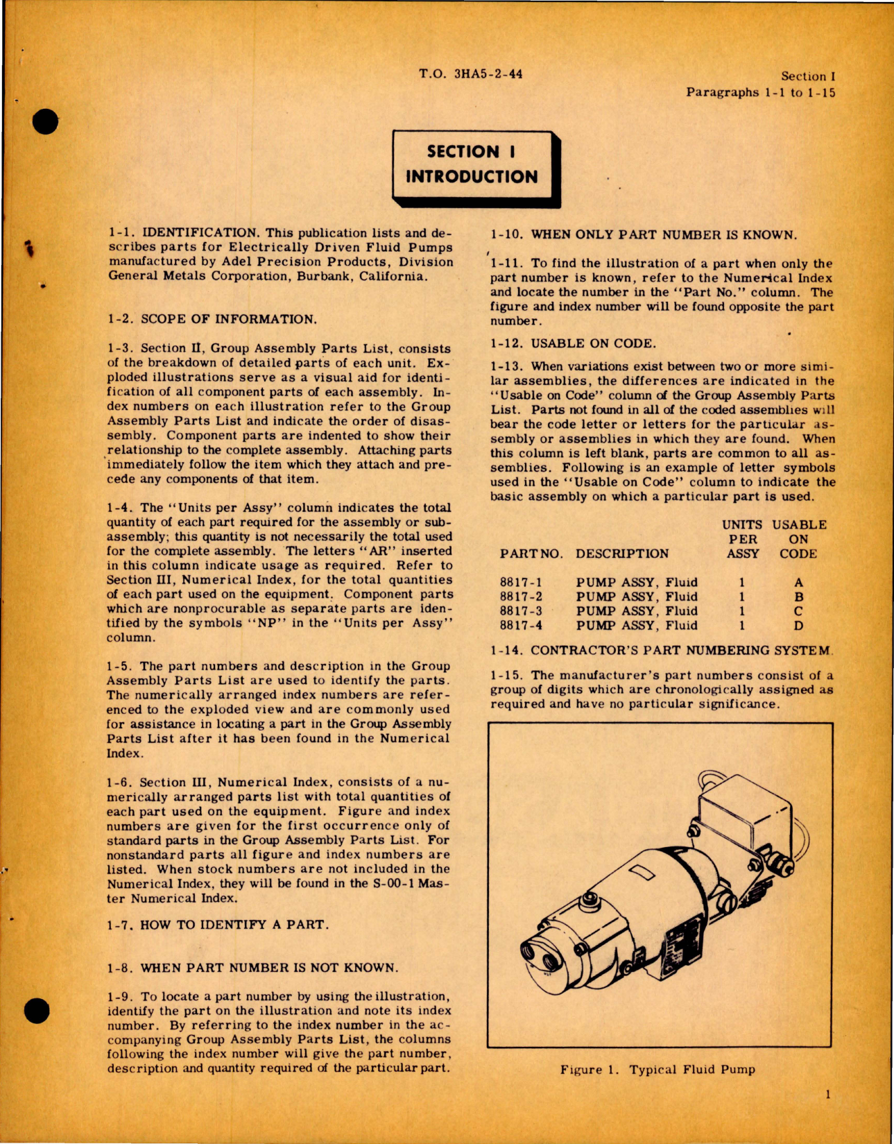 Sample page 5 from AirCorps Library document: Illustrated Parts Breakdown for Electrically Driven Fluid Pumps