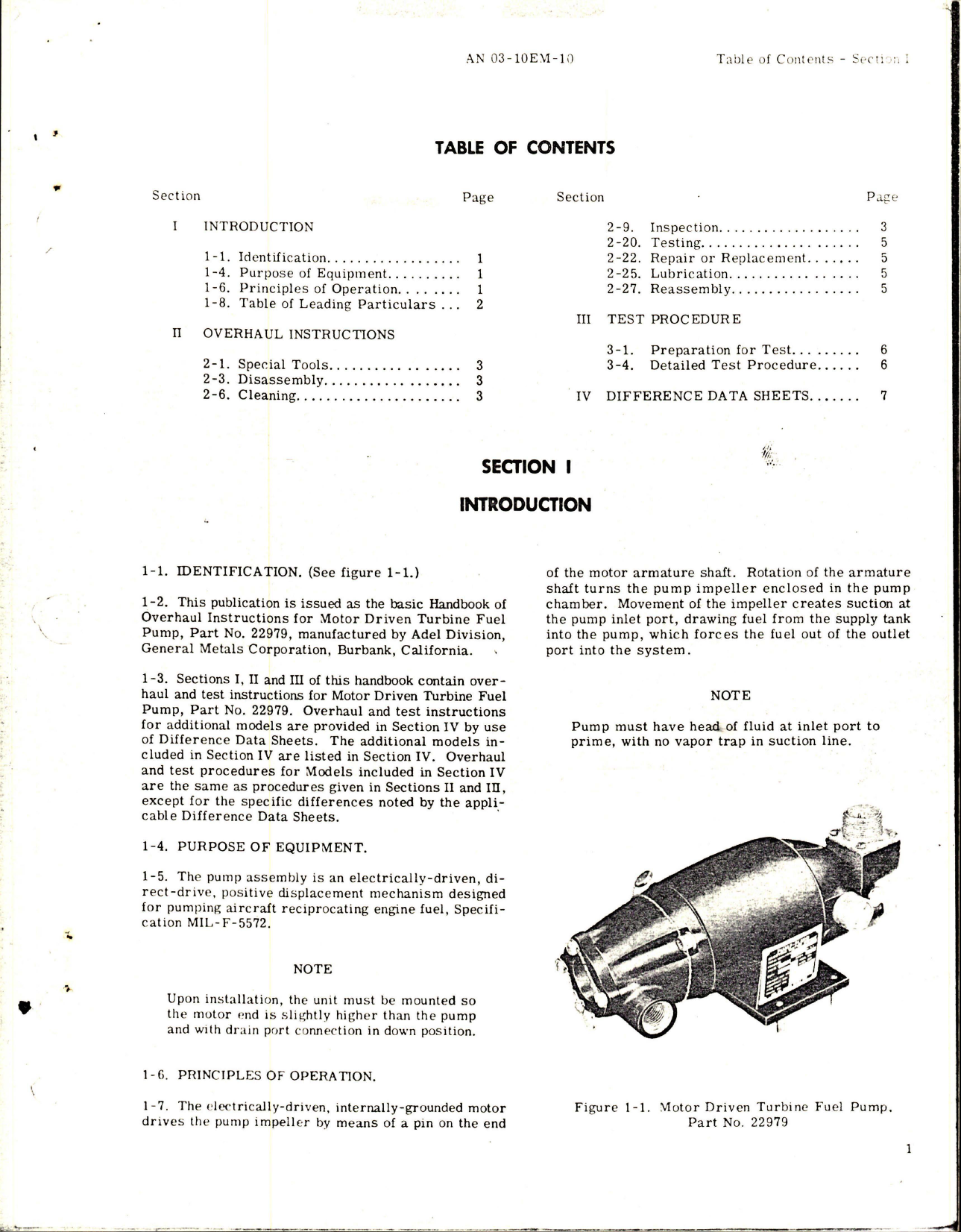 Sample page 5 from AirCorps Library document: Overhaul Instructions for Motor Driven Turbine Fuel Pump - Parts 22979, 22979-2, 28670, and 28670-2 