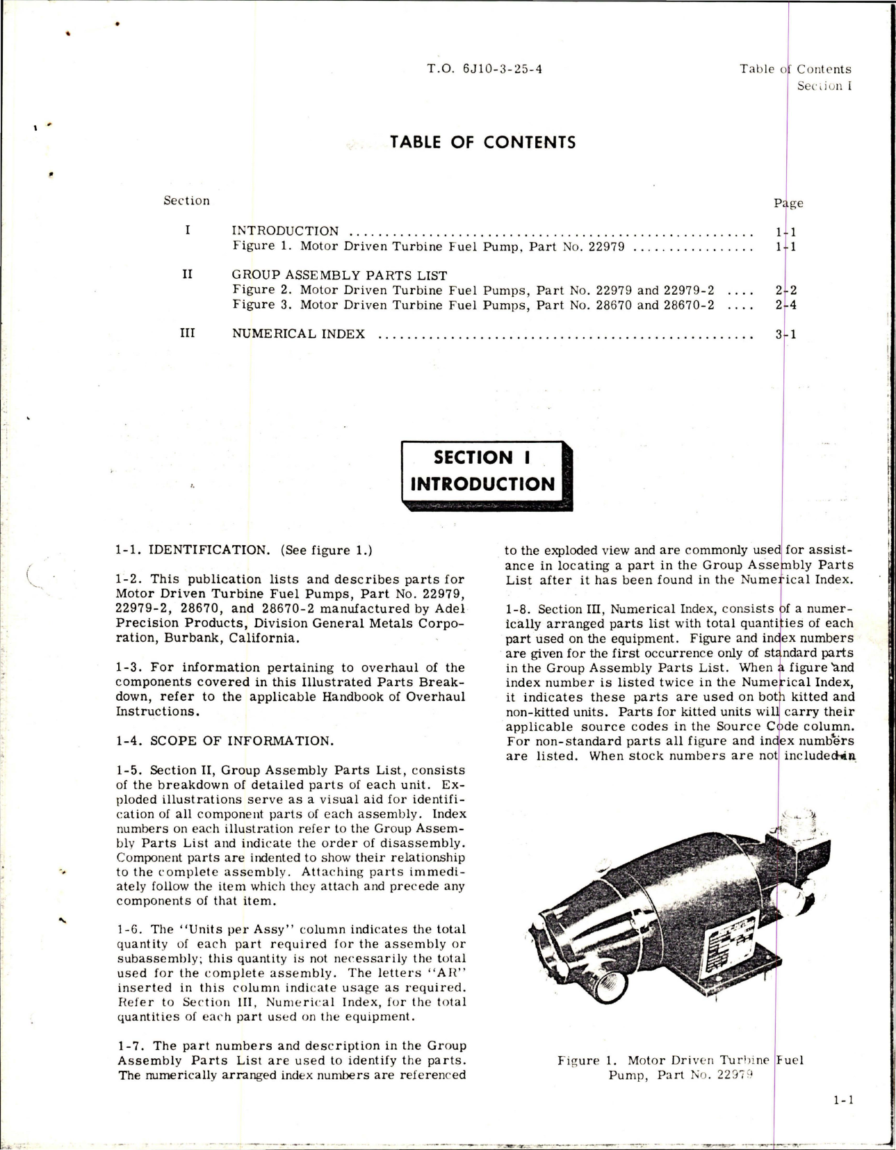 Sample page 5 from AirCorps Library document: Illustrated Parts Breakdown for Motor Driven Turbine Fuel Pump