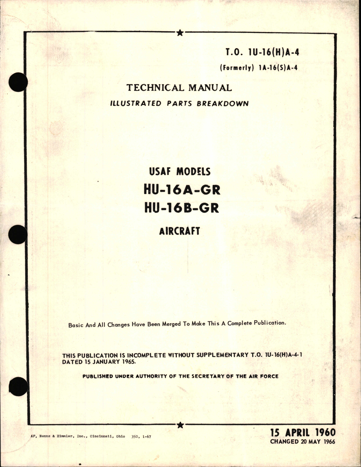 Sample page 1 from AirCorps Library document: Illustrated Parts Breakdown for HU-16A-GR adn HU-16B-GR