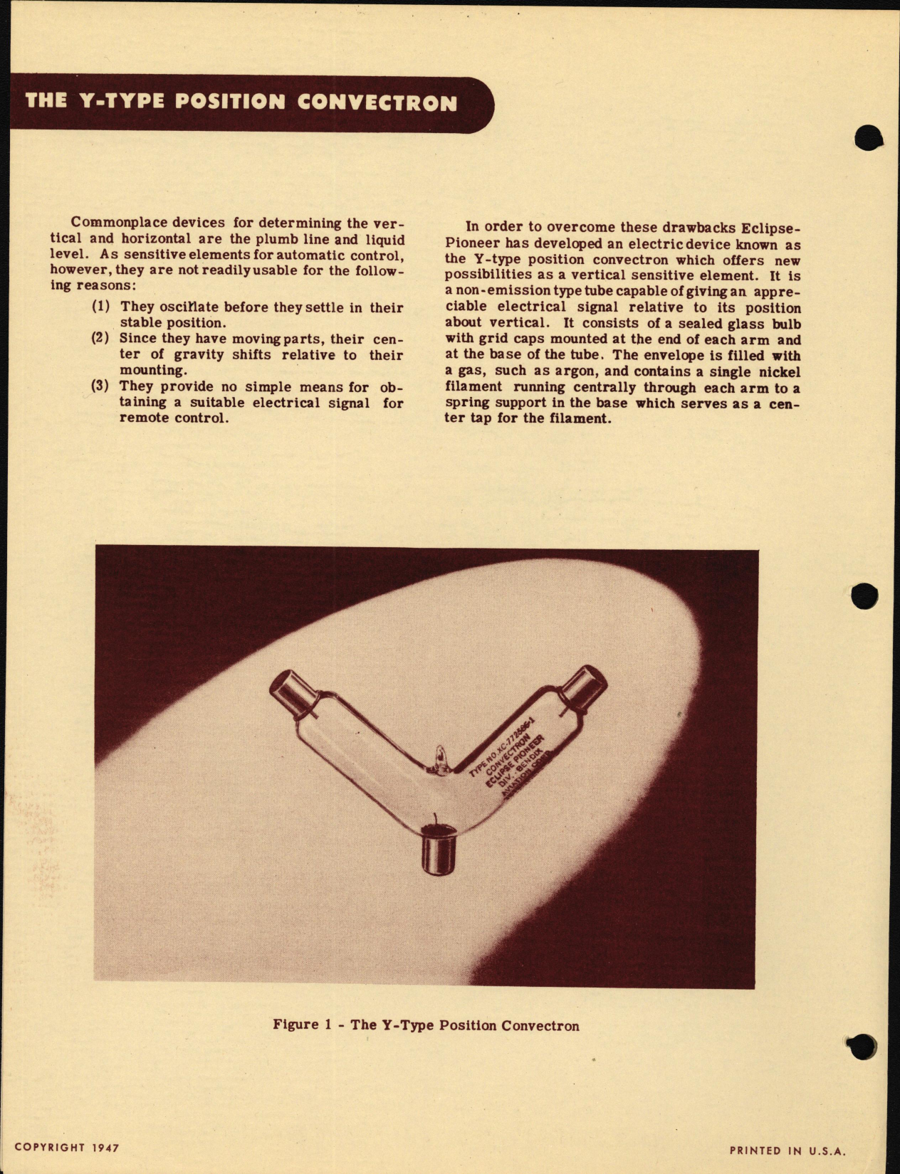 Sample page 2 from AirCorps Library document: The Y-Type Position Convectron