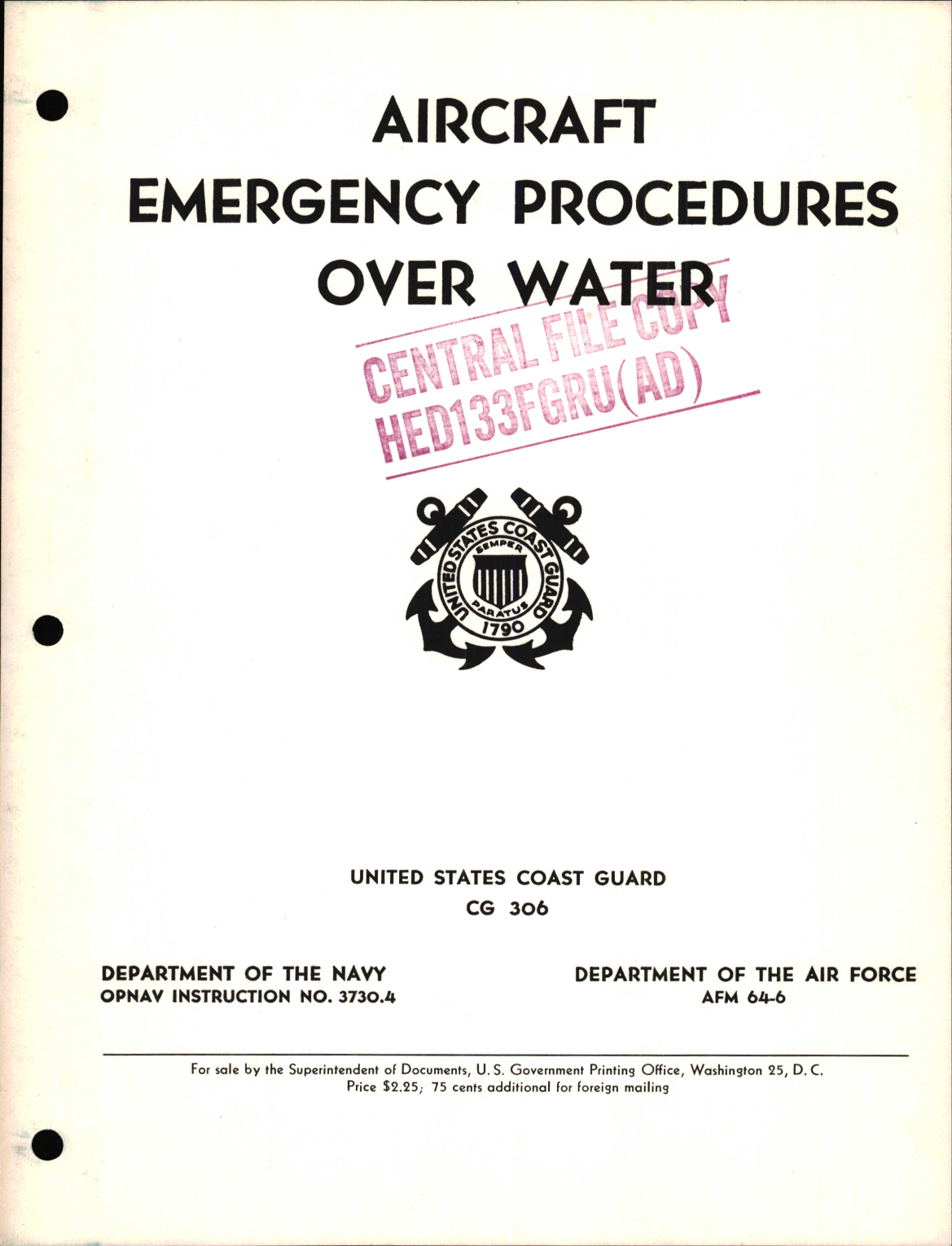 Sample page 1 from AirCorps Library document: Aircraft Emergency Procedures Over Water