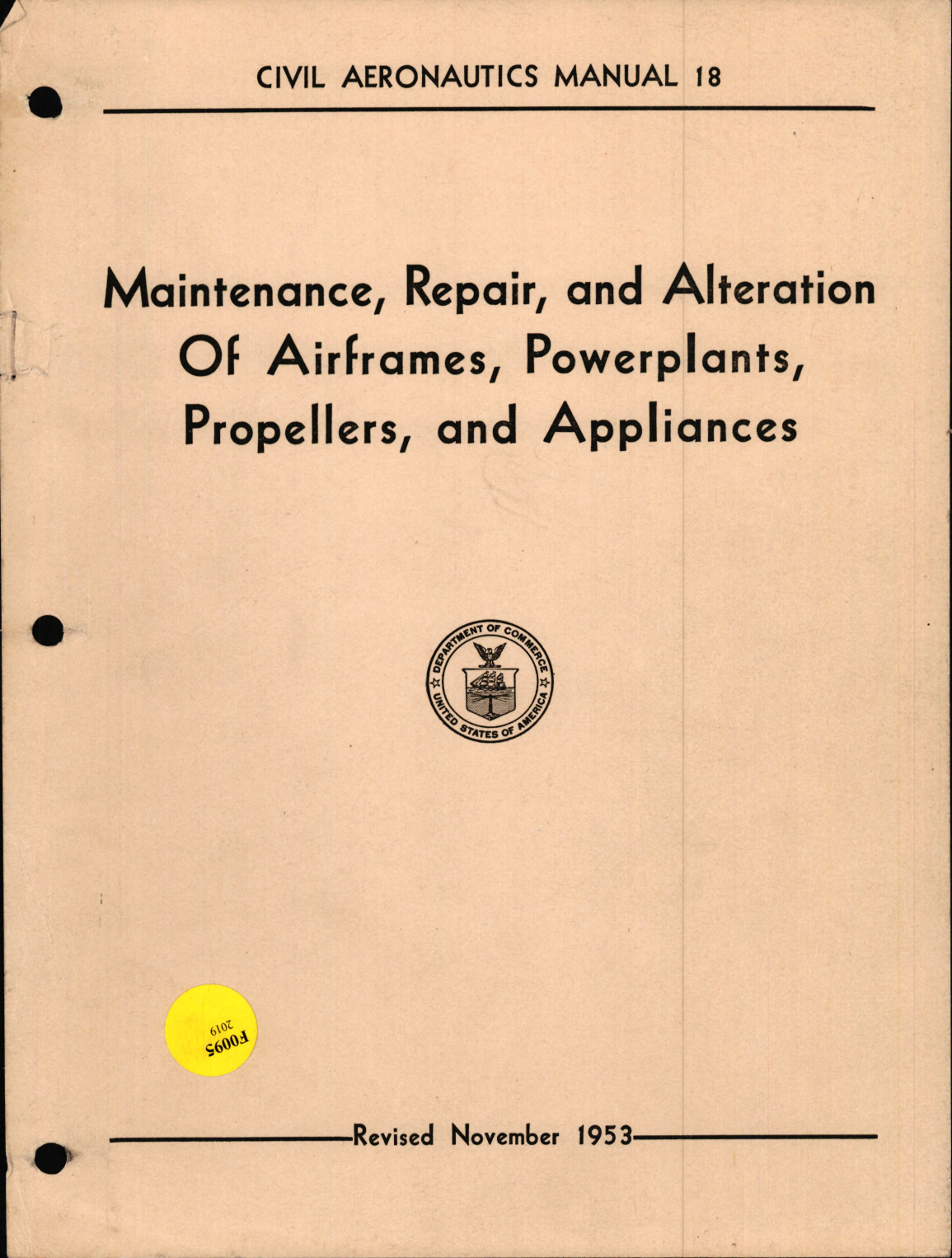 Sample page 1 from AirCorps Library document: Maintenance, Repair, & Alteration of Airframes, Powerplants, Propellers, & Appliances