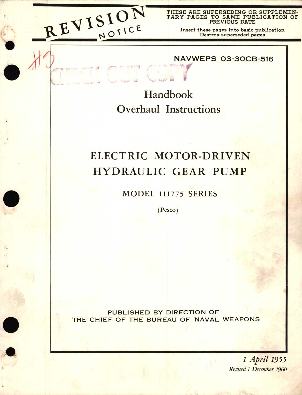 Sample page 1 from AirCorps Library document: Overhaul Instructions for Electric Motor-Driven Hydraulic Gear Pump Model 111775 Series