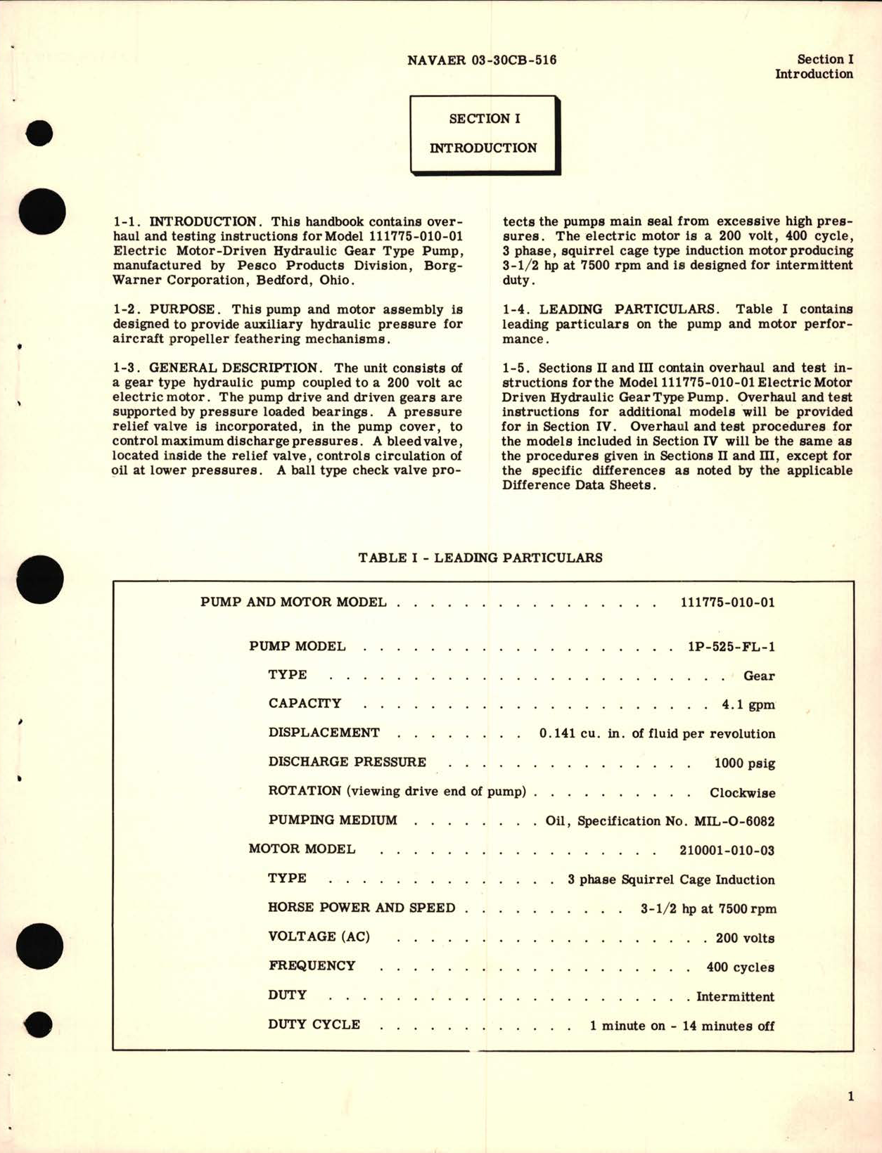 Sample page 5 from AirCorps Library document: Overhaul Instructions for Electric Motor-Driven Hydraulic Gear Pump Model 111775 Series