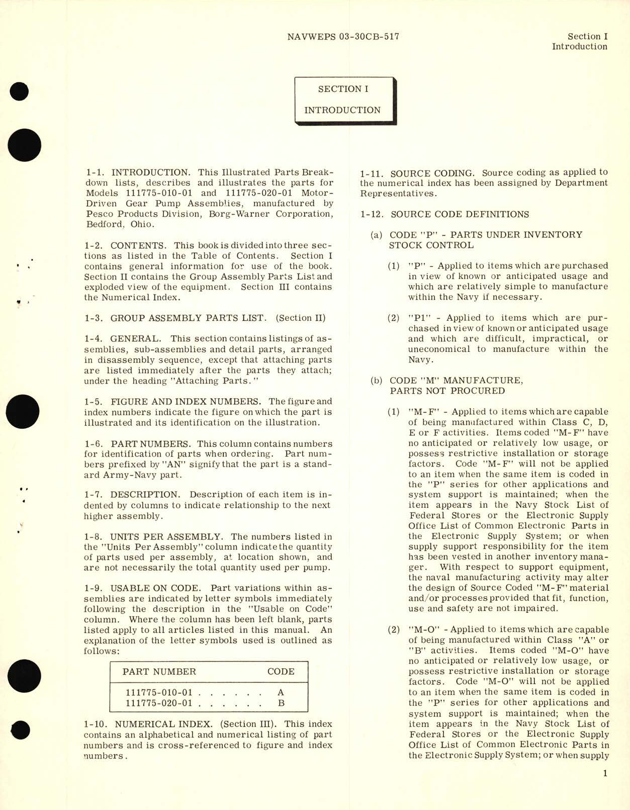 Sample page 5 from AirCorps Library document: Illustrated Parts Breakdown for Electric Motor-Driven Hydraulic Gear Pump Model 111775 Series 