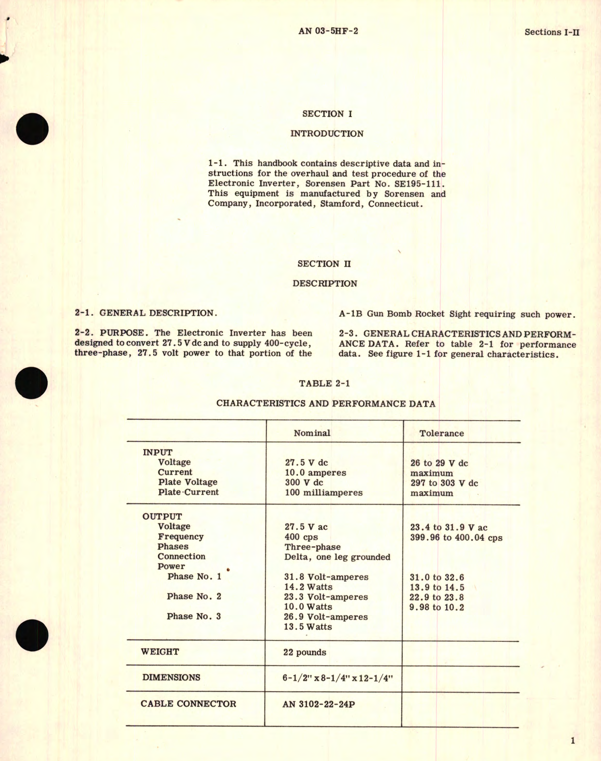 Sample page 5 from AirCorps Library document: Overhaul Instructions for Electronic Inverter Part No. DE195-11