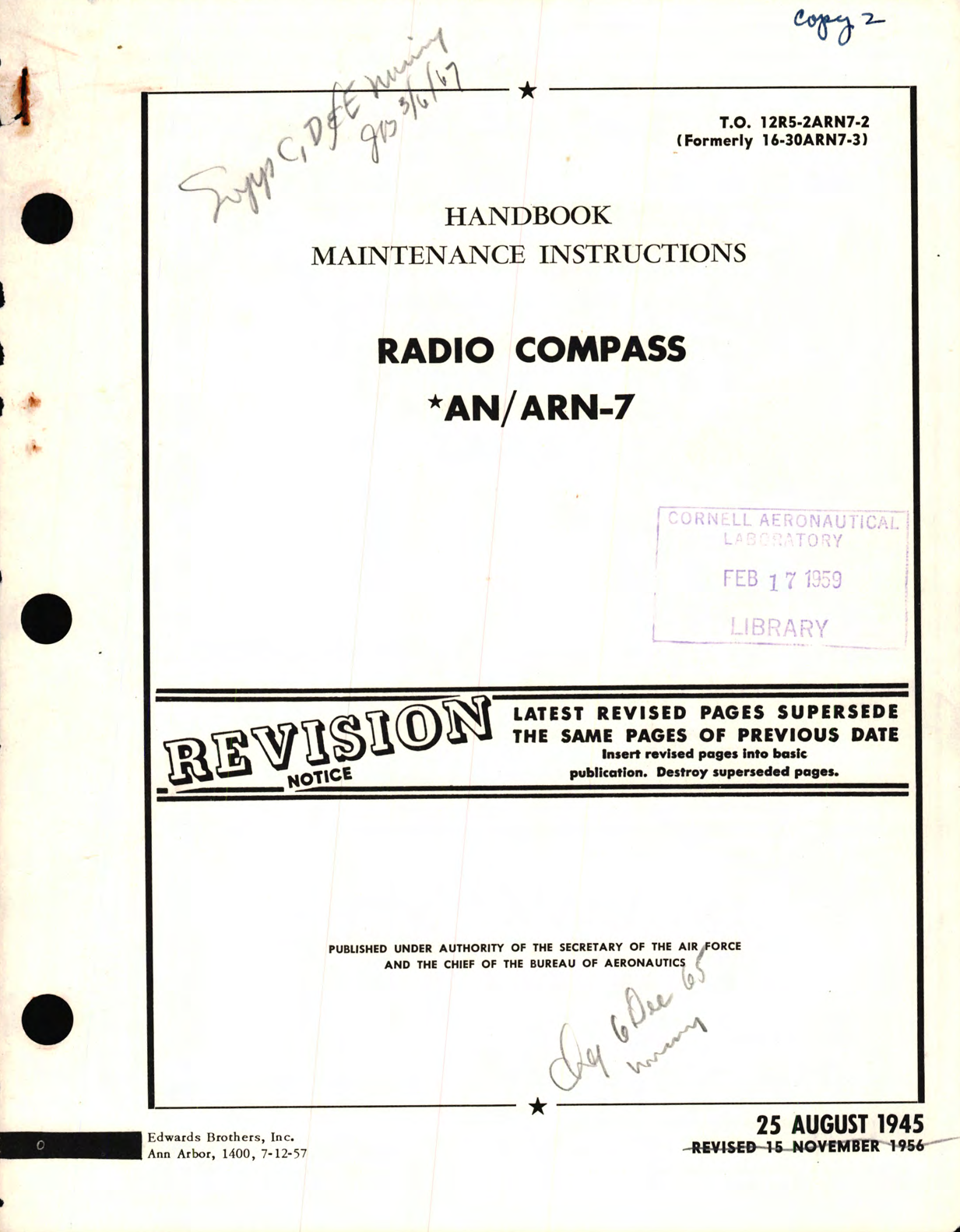 Sample page 1 from AirCorps Library document: Maintenance Instructions for Radio Compass AN RN-7