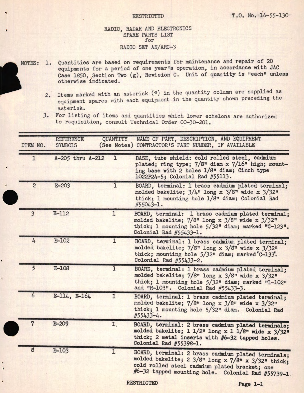 Sample page 5 from AirCorps Library document: Radio, Radar and Electronic Spare Parts List for AN/ARC-3