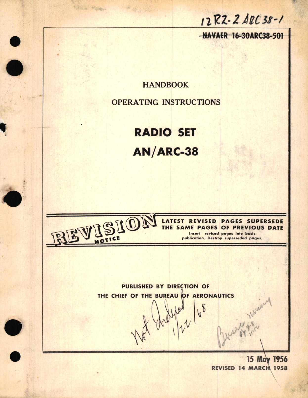 Sample page 1 from AirCorps Library document: Operating Instructions for Radio Set AN/ARC-38 