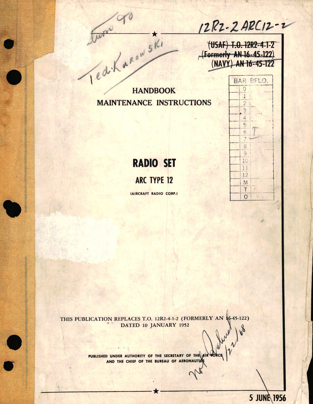 Sample page 1 from AirCorps Library document: Maintenance Instructions for Radio Set ARC Type 12 