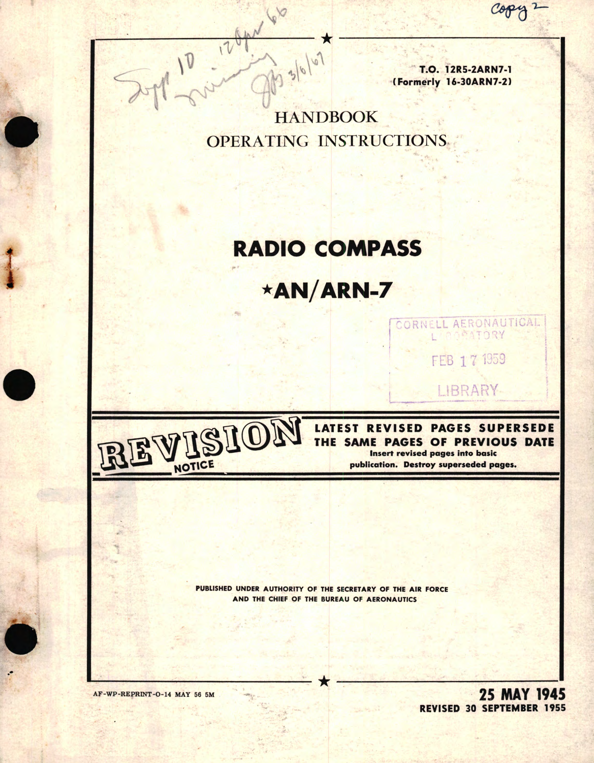 Sample page 1 from AirCorps Library document: Operating Instructions for Radio Compass AN/ARN-7