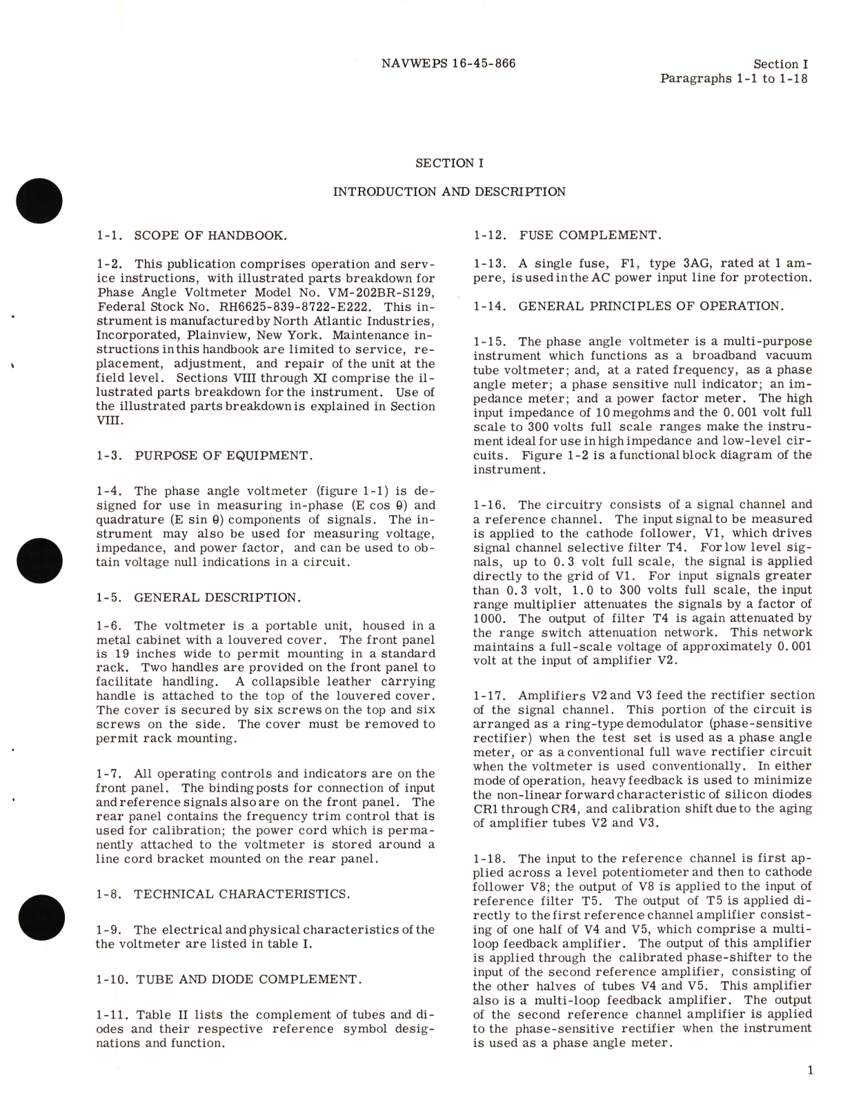 Sample page 7 from AirCorps Library document: Operation and Service Instructions with Illustrated Parts Breakdown for Phase Angle Voltmeter Model VM-202BR-S129