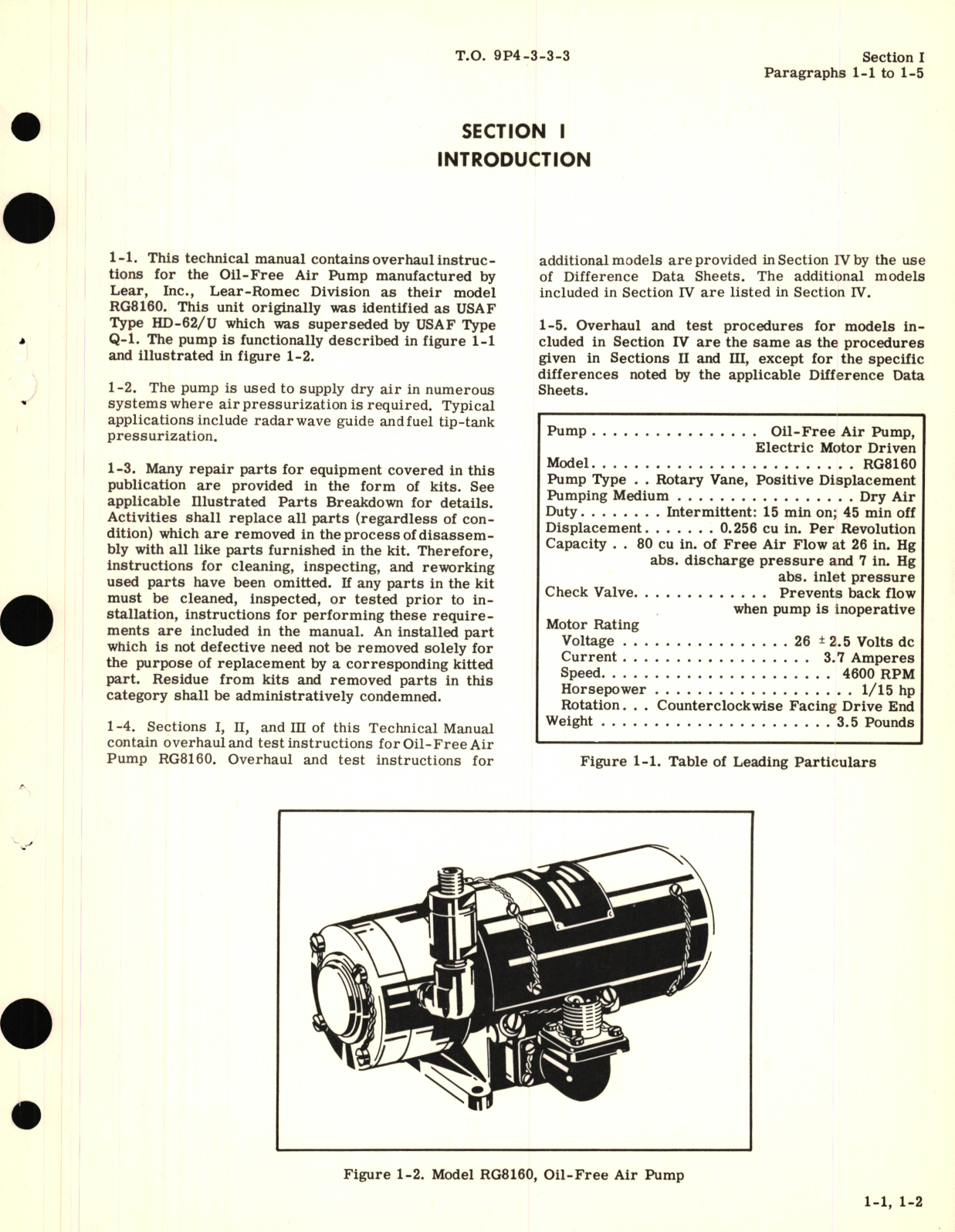 Sample page 5 from AirCorps Library document: Overhaul for Oil-Free Air Pressure Pumps Models RG8160, RG8160-2, RG8160-2A, RG8160-2C, RG9590, RG9680