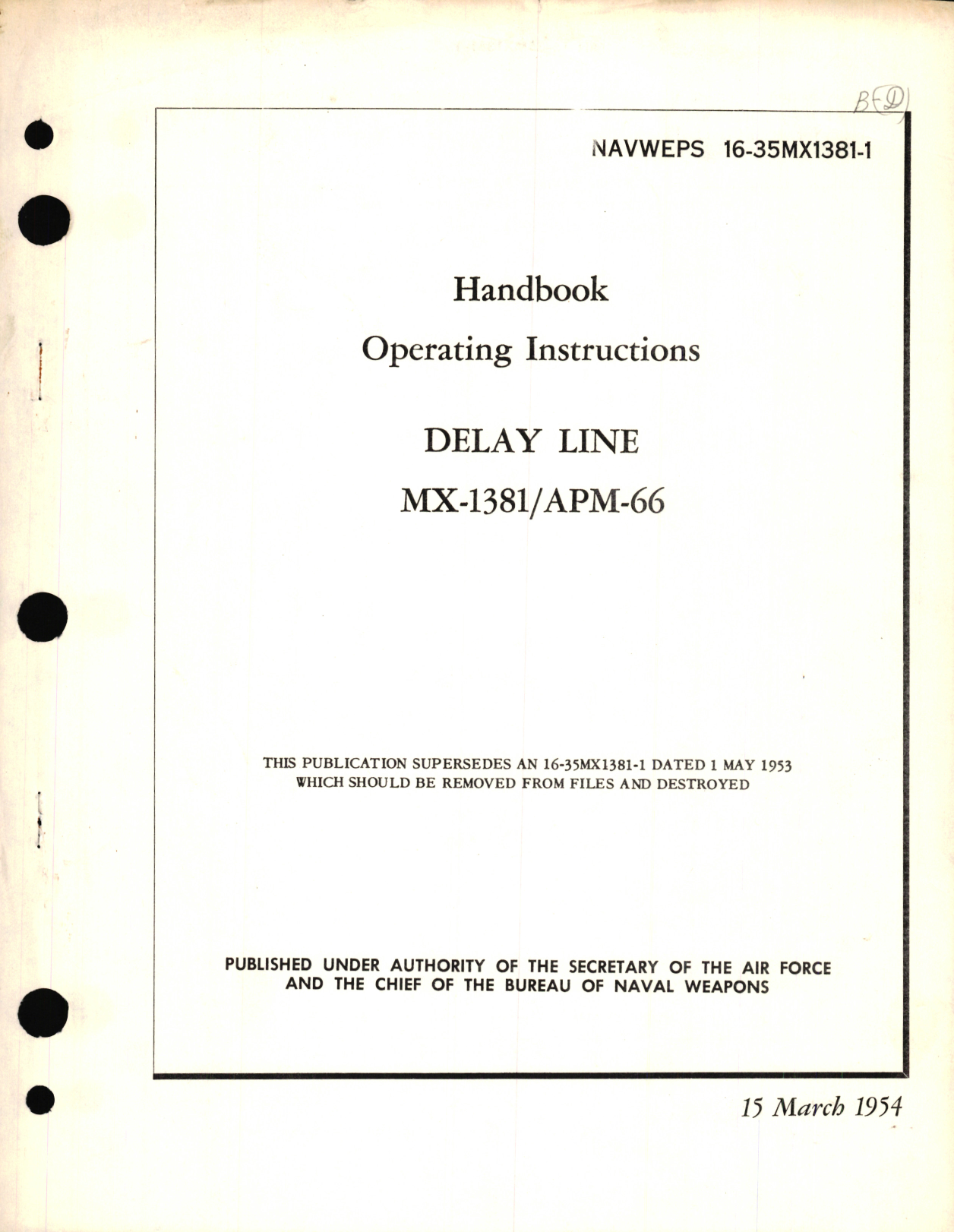 Sample page 1 from AirCorps Library document: Operating Instructions for Delay Line MX-1381 APM-66