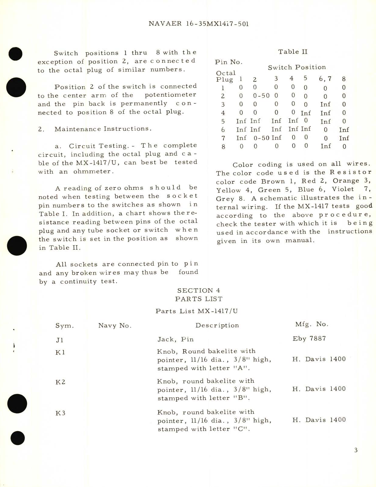 Sample page 5 from AirCorps Library document: Operation and Maintenance Instructions for Tube Socket Adapter MX1417 U