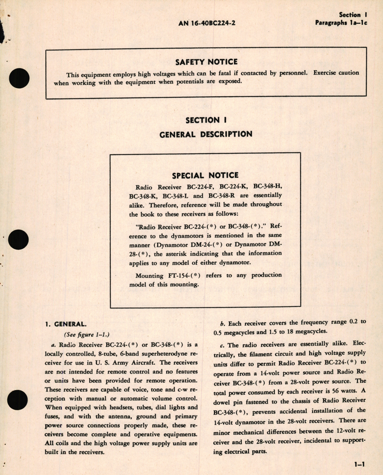 Sample page 9 from AirCorps Library document: Maintenance Instructions for Radio Receivers BC-224-F, BC-224-K, BC-348-H, BC-348-K, BC-348-L, BC-348-R